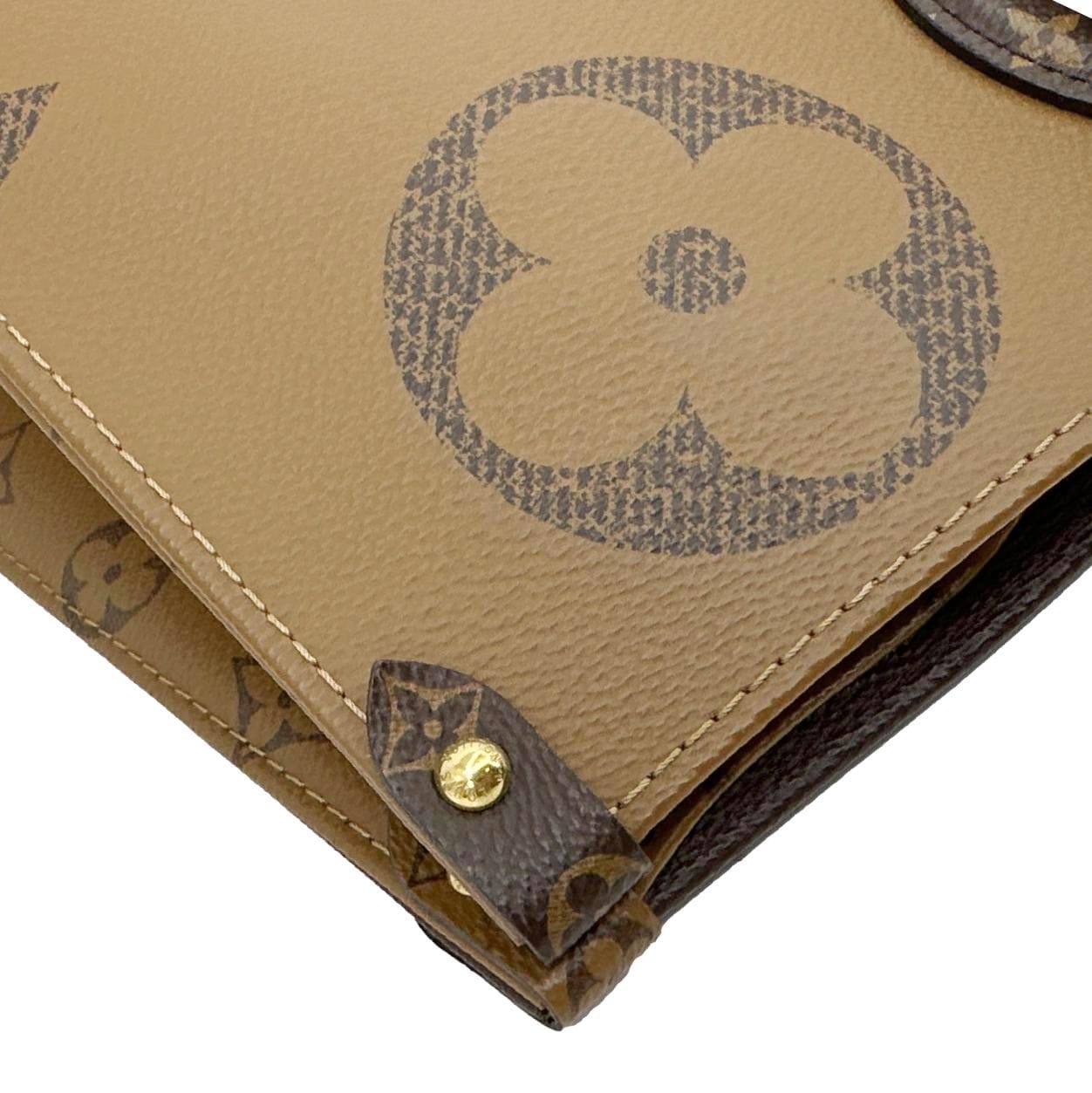 LOUIS VUITTON Onthego GM Giant Monogram Reverse Canvas Tote Bag Brown