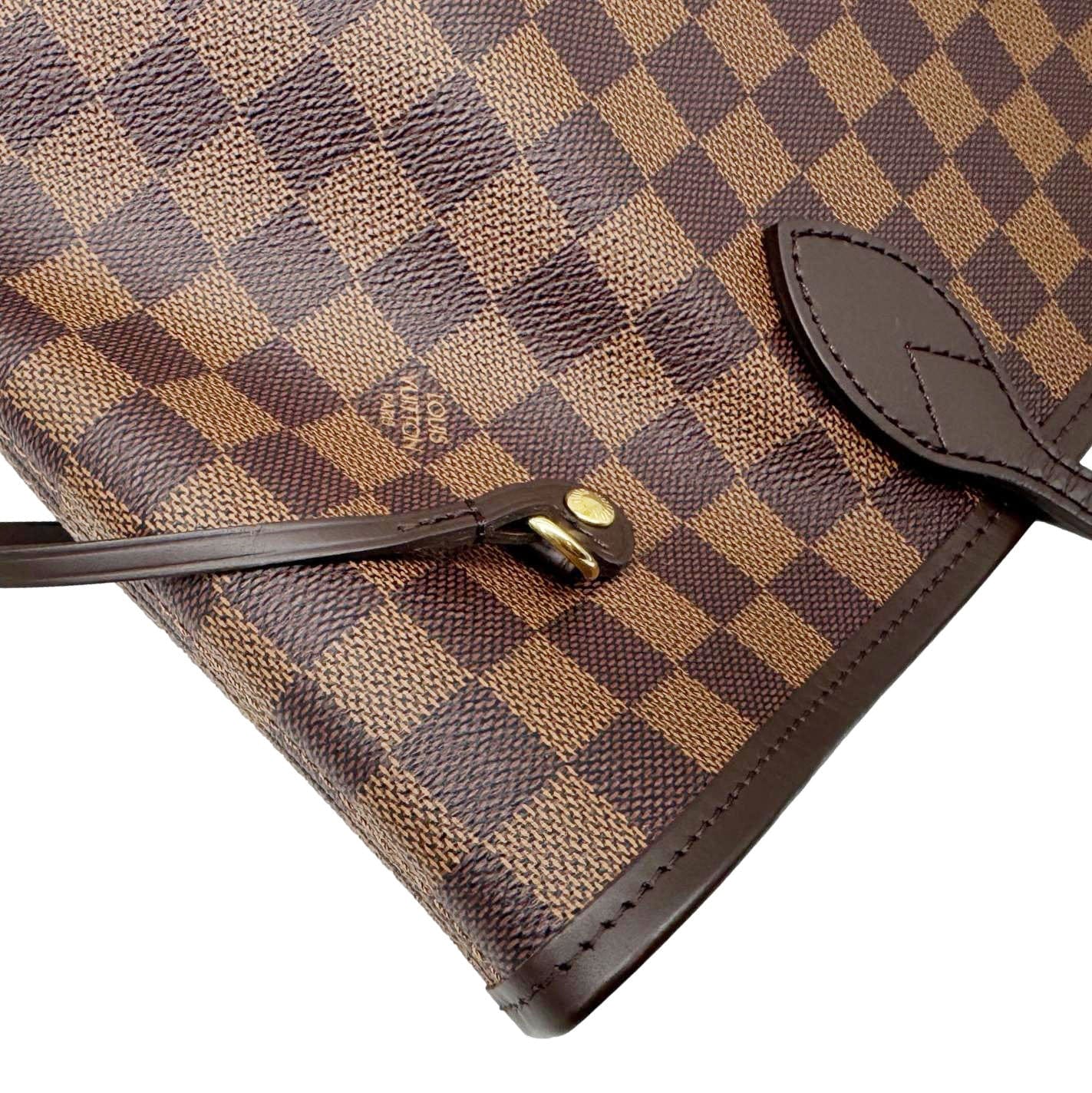LOUIS VUITTON Neverfull MM Damier Ebene Shoulder Bag Brown