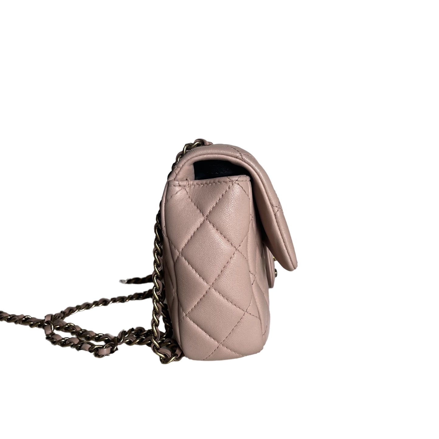 Chanel Classic Flap 2014-2015 Beige Lambskin Leather Mini Crossbody Bag