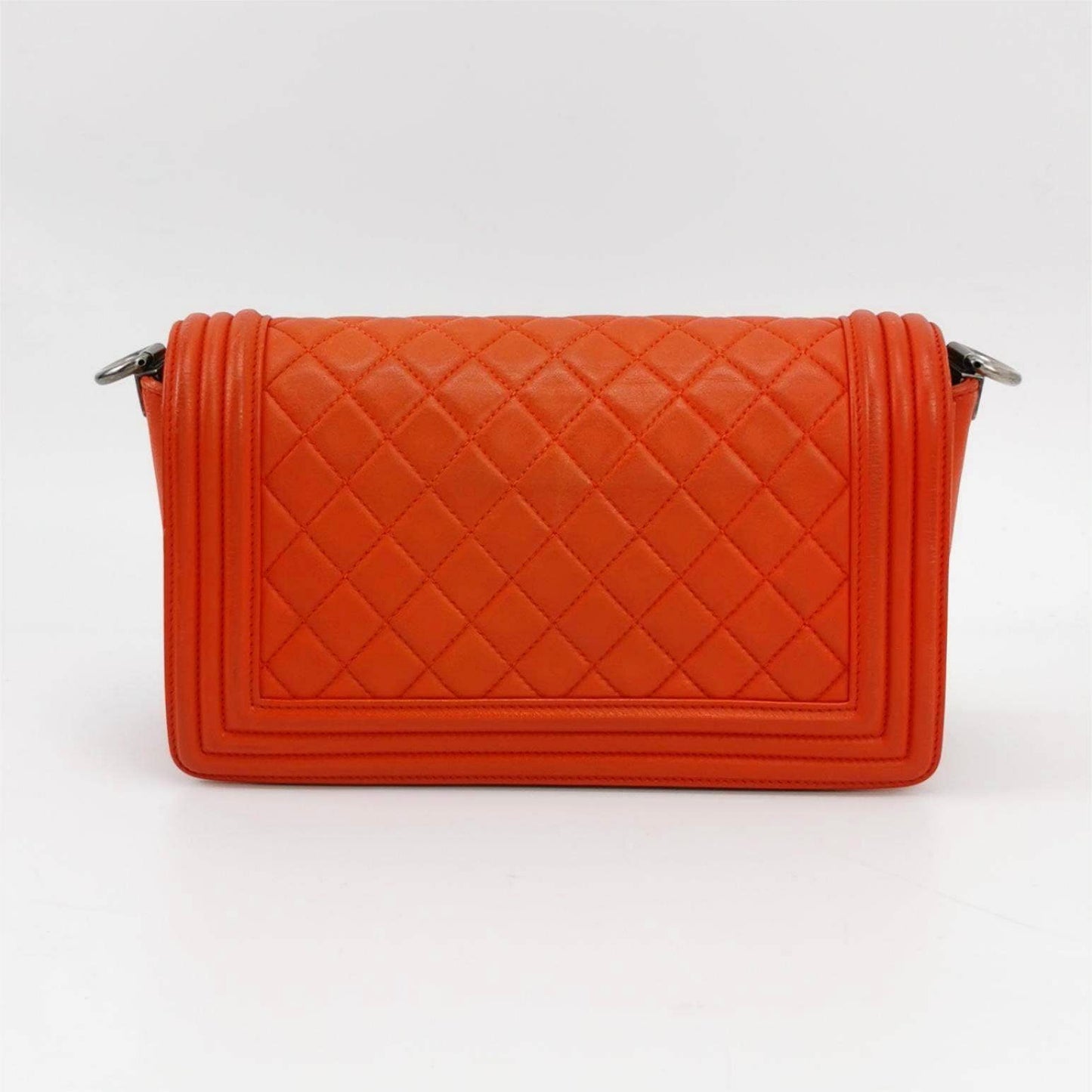Chanel Le Boy 2012 Medium Orange Lambskin Leather Bag