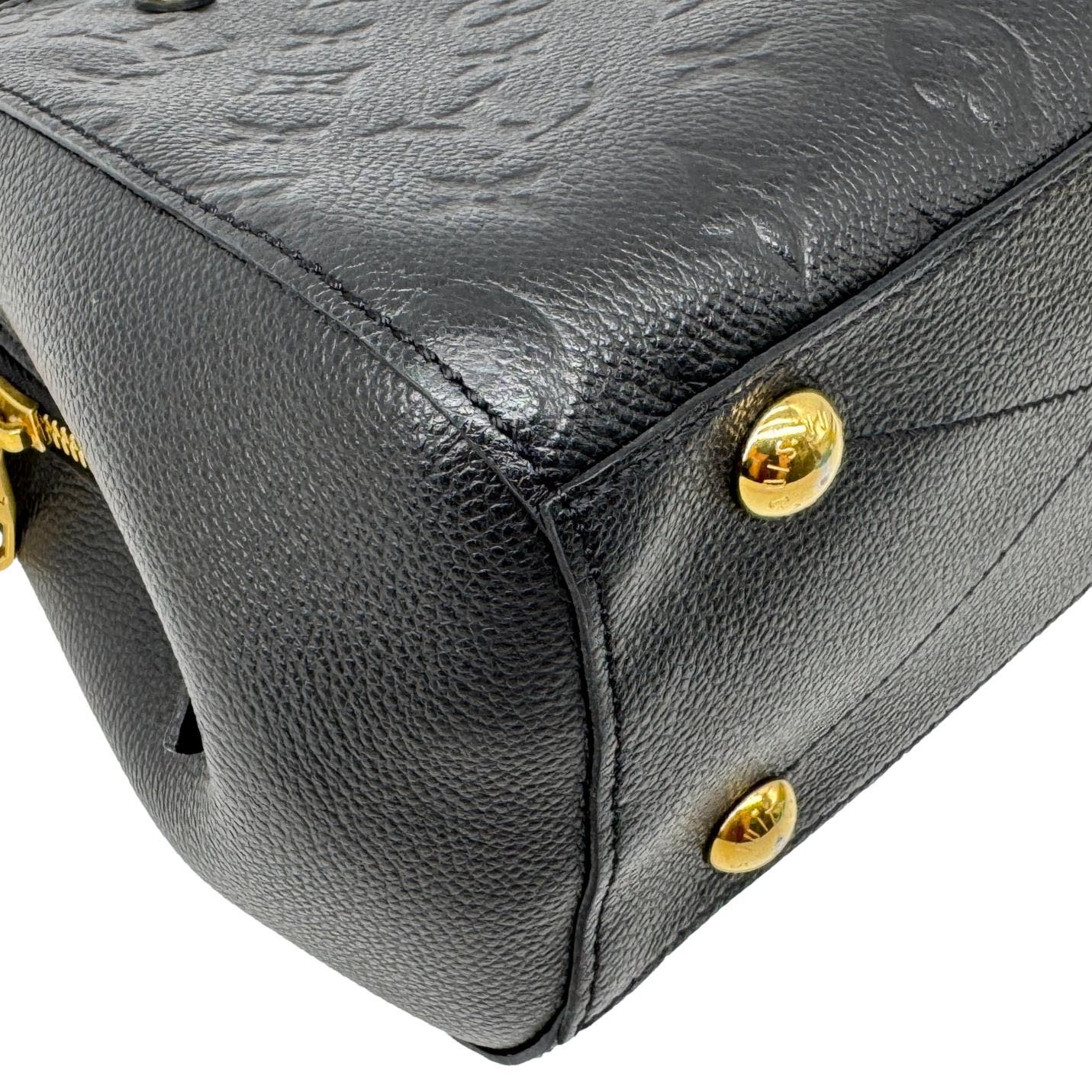 LOUIS VUITTON Montaigne BB Monogram Empreinte Leather Satchel Crossbody Bag Black