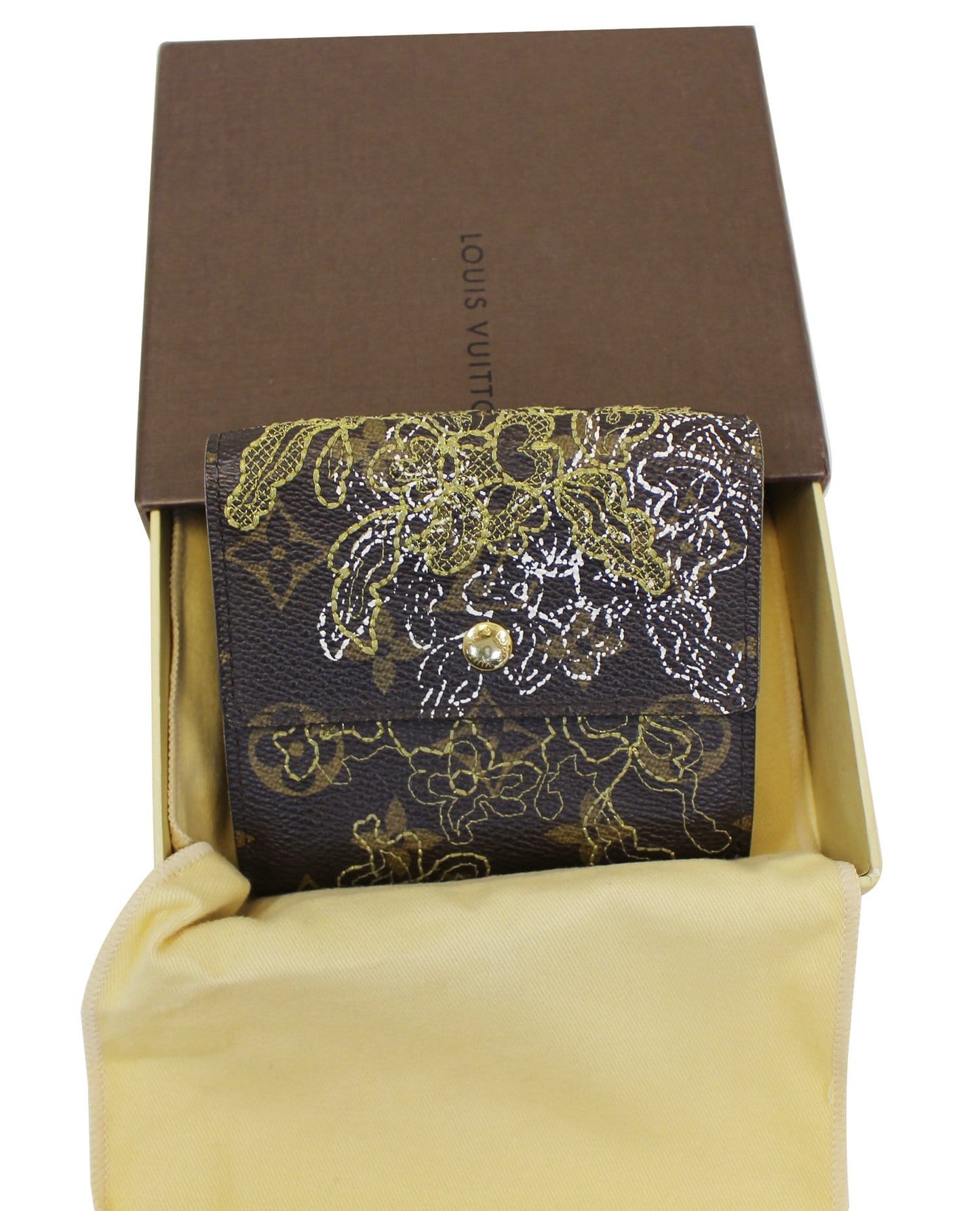LOUIS VUITTON Gold Monogram Dentelle Trifold Wallet Limited - Sale