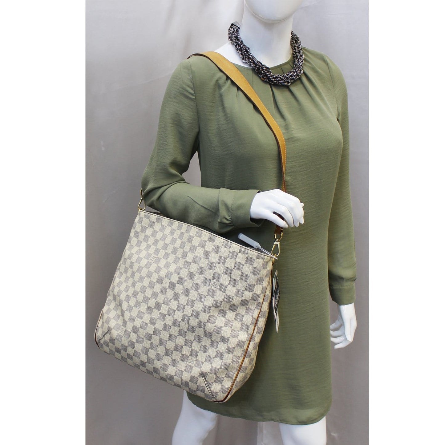 LOUIS VUITTON Soffi Damier Azur White Satchel Shoulder Bag