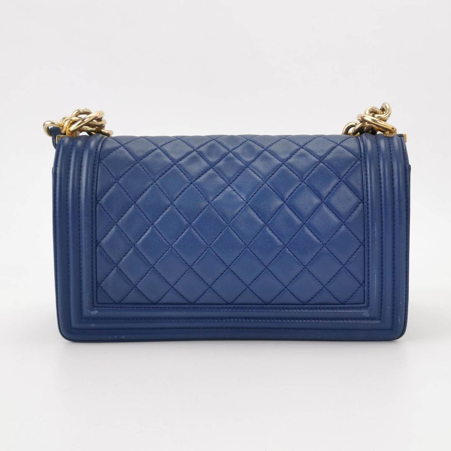 Chanel Le Boy 2016 Medium Blue Lambskin Leather Bag