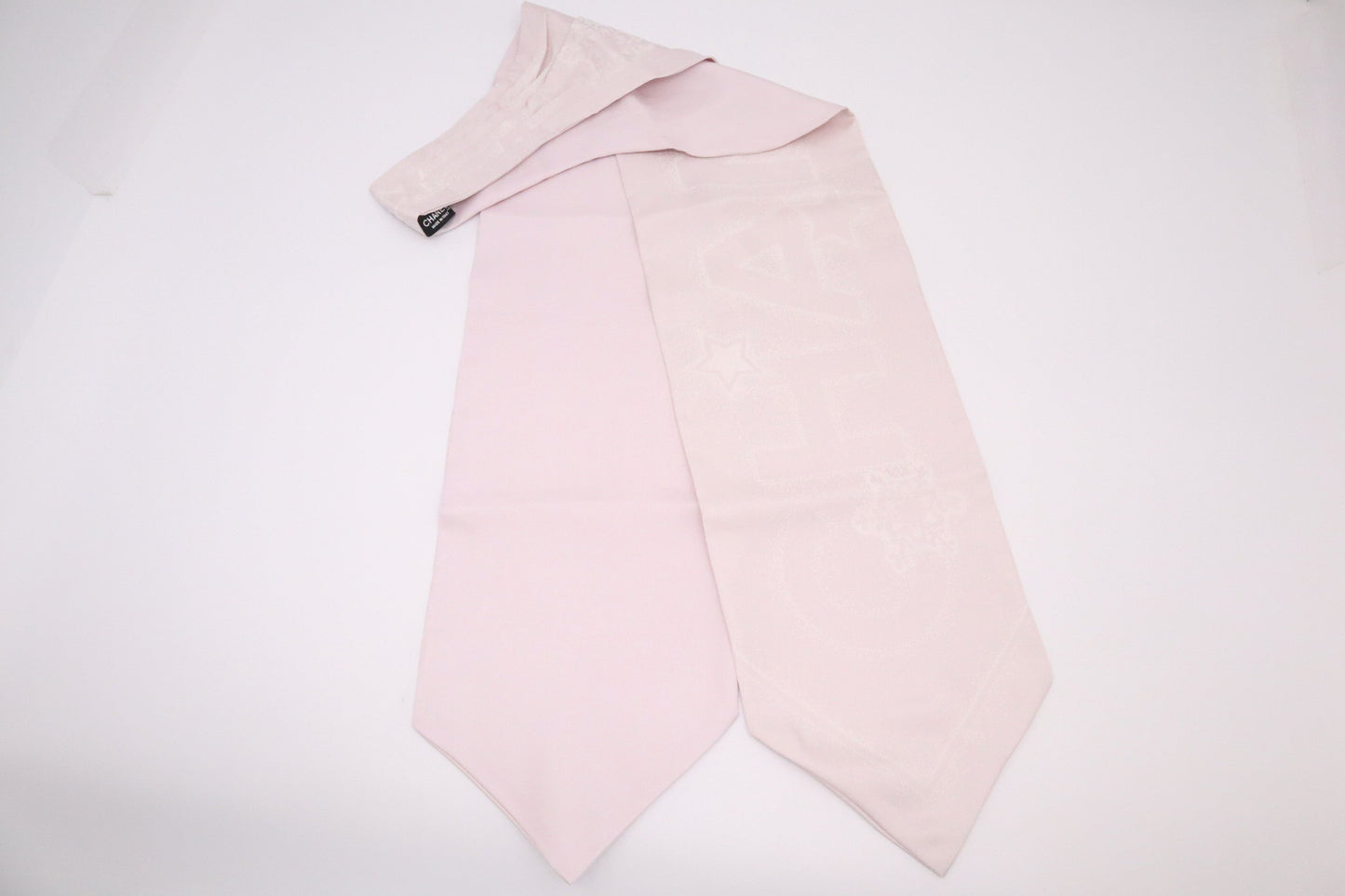 Chanel 'Snowflakes and Stars' Scarf Tie in Pink Silk