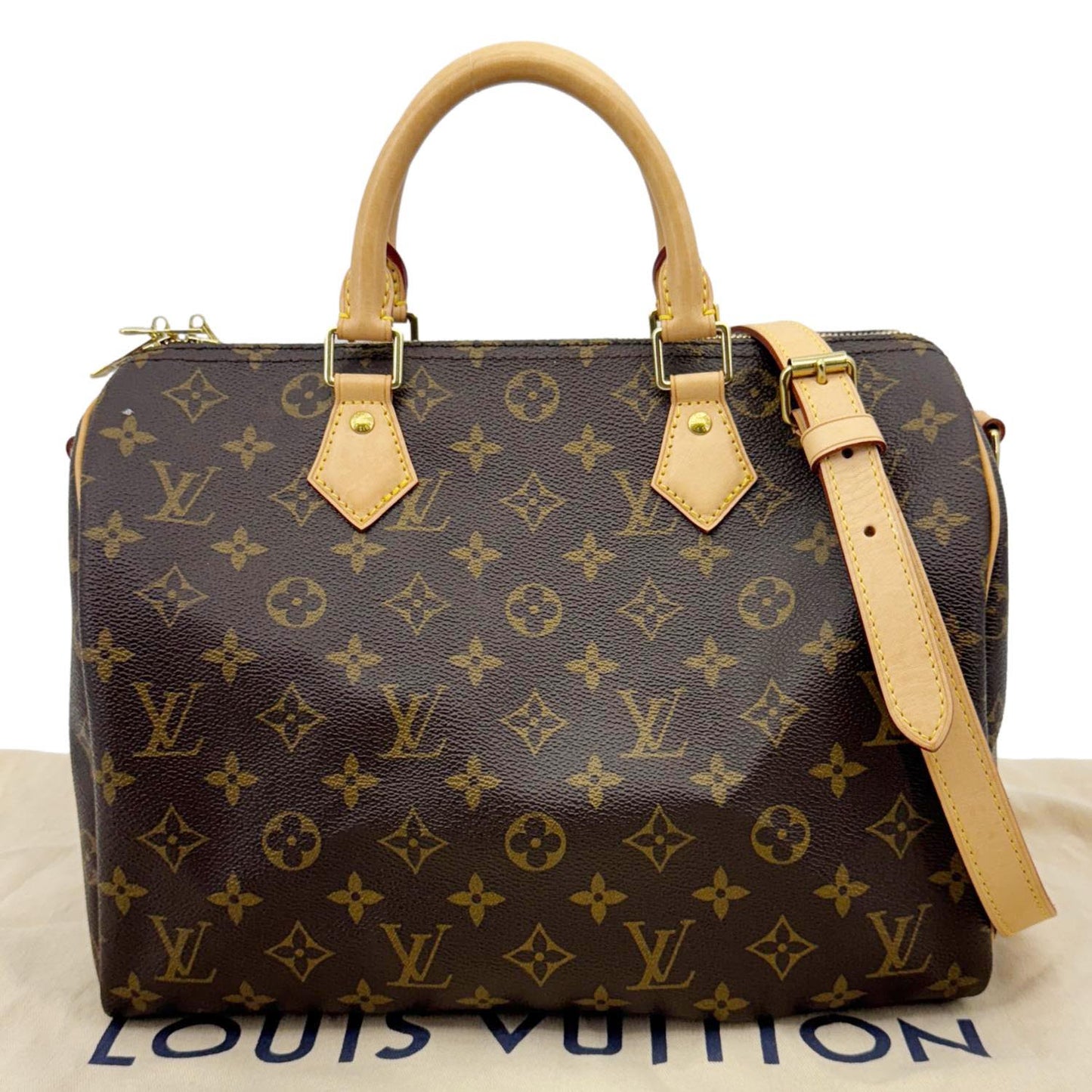 LOUIS VUITTON Speedy 30 Bandouliere Monogram Canvas Crossbody Bag Brown