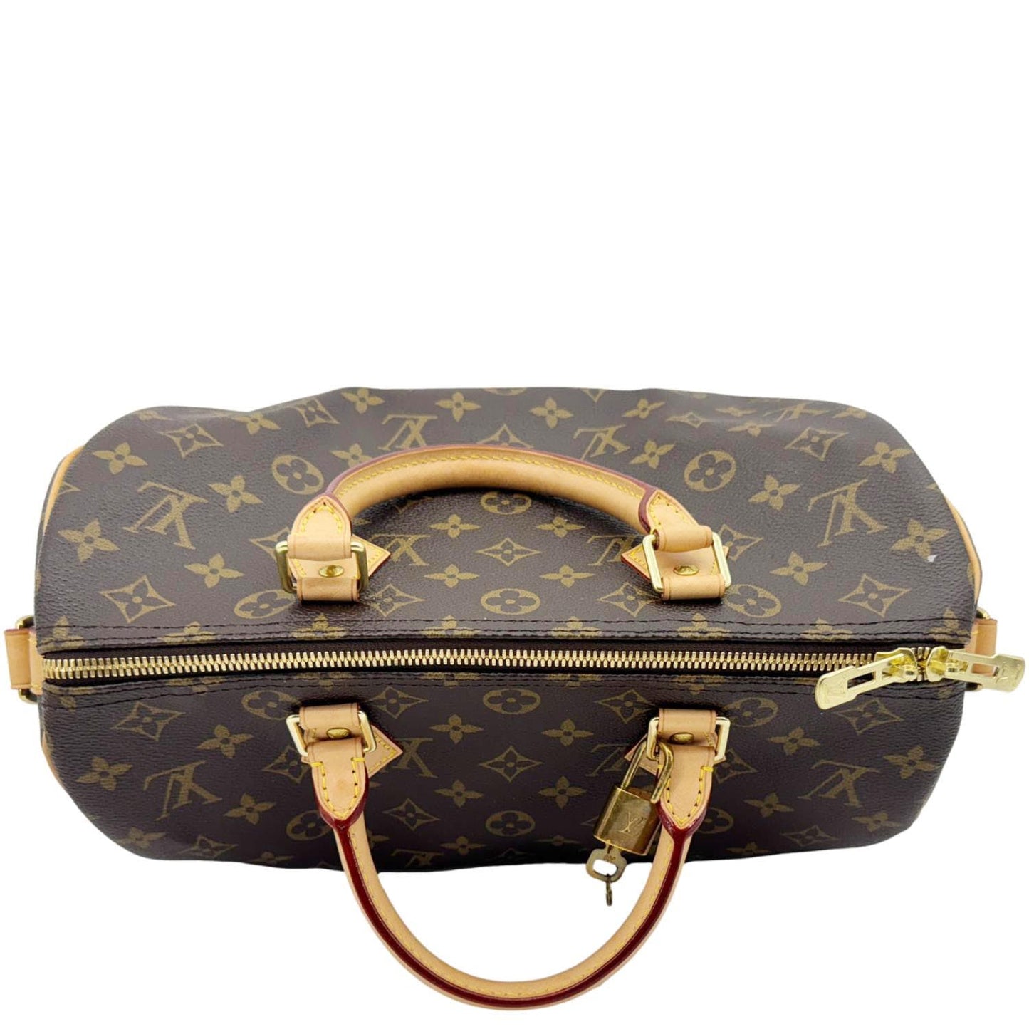 LOUIS VUITTON Speedy 30 Bandouliere Monogram Canvas Crossbody Bag Brown