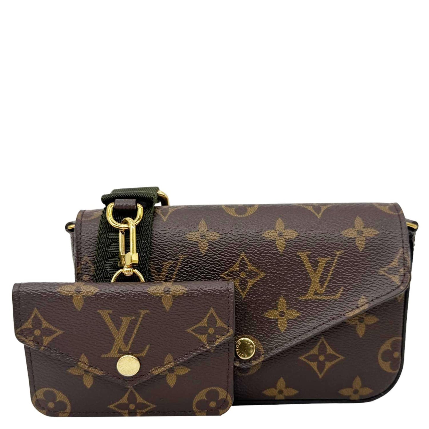 LOUIS VUITTON Felicie Strap & Go Monogram Canvas Crossbody Bag Brown