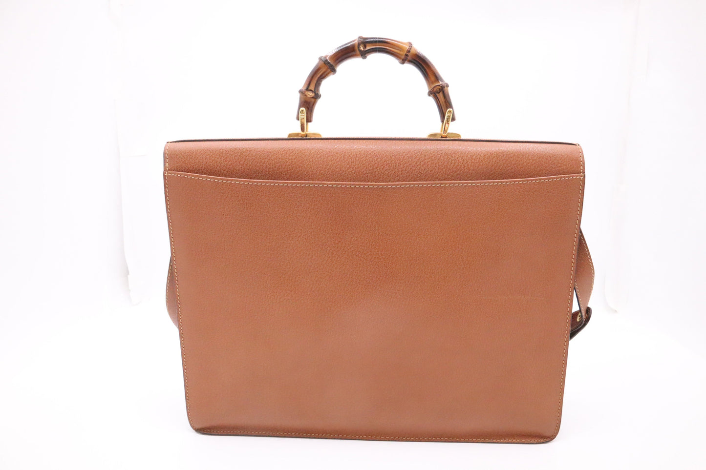 Gucci Bamboo Briefcase in Tan Brown Leather