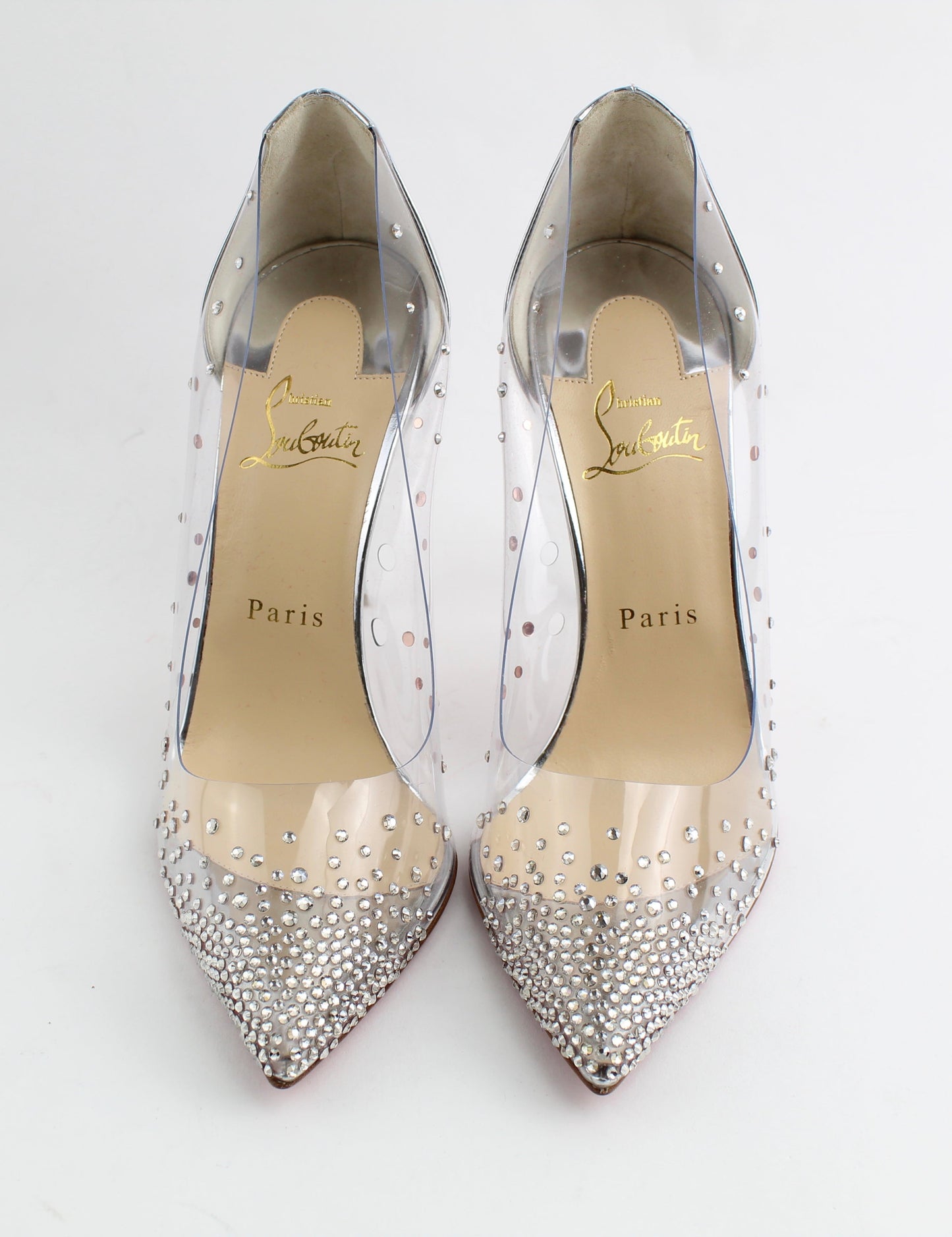 CHRISTIAN LOUBOUTIN DEGRASTRASS CLEAR EMBELLISHED PUMP SIZE 39.5