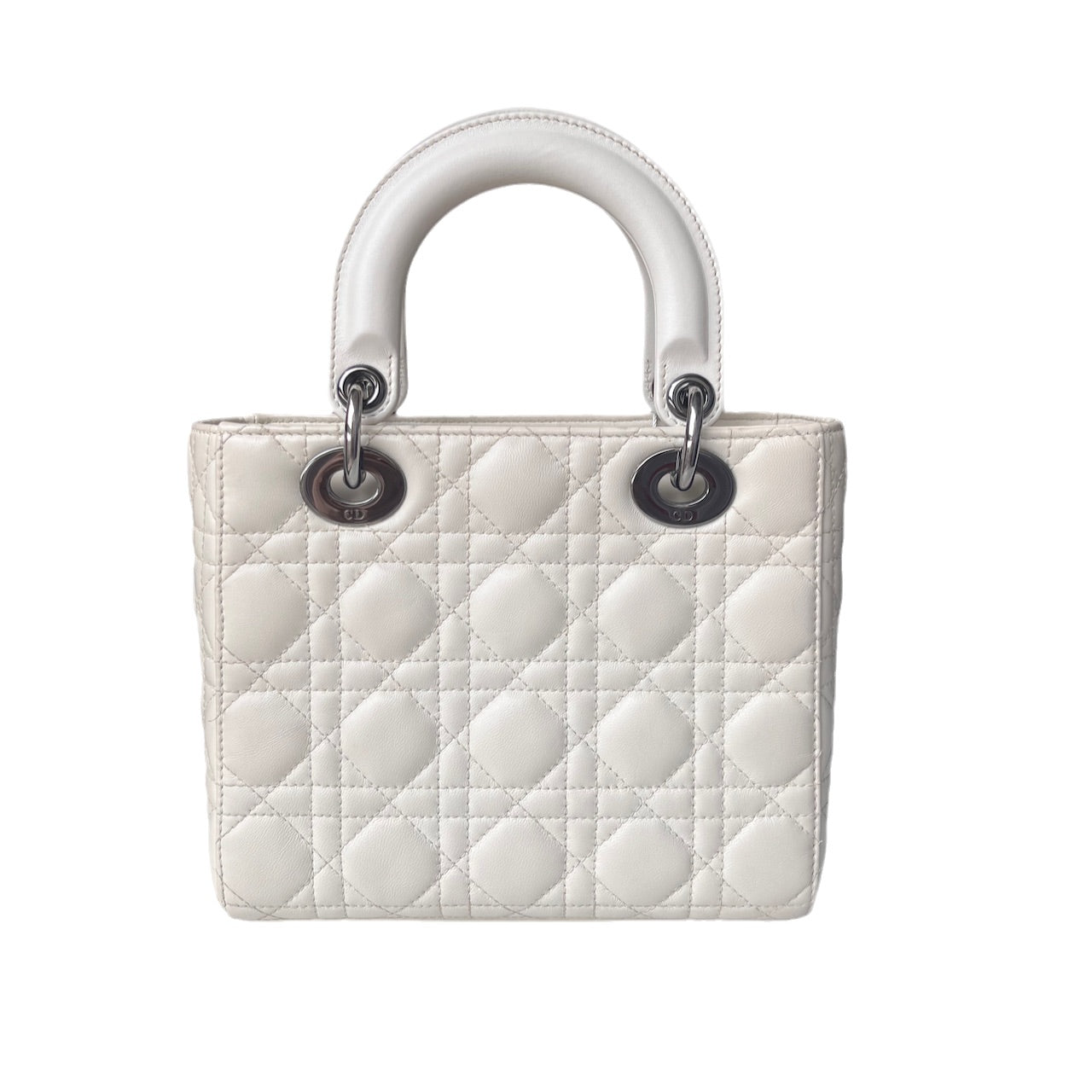 Lady Dior Small My Abcdior White Ecru Lambskin Cannage Leather