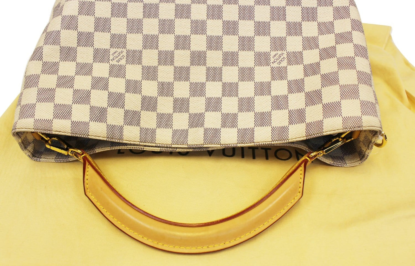 LOUIS VUITTON Damier Azur Canvas Soffi White Shoulder Handbag