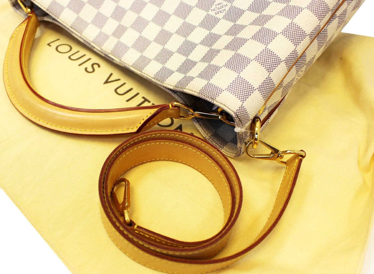 LOUIS VUITTON Damier Azur Canvas Soffi White Shoulder Handbag