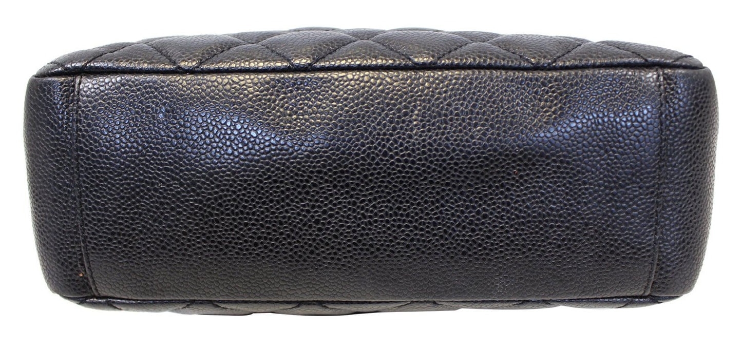 CHANEL Black Caviar Leather Petite Shopping Tote Bag