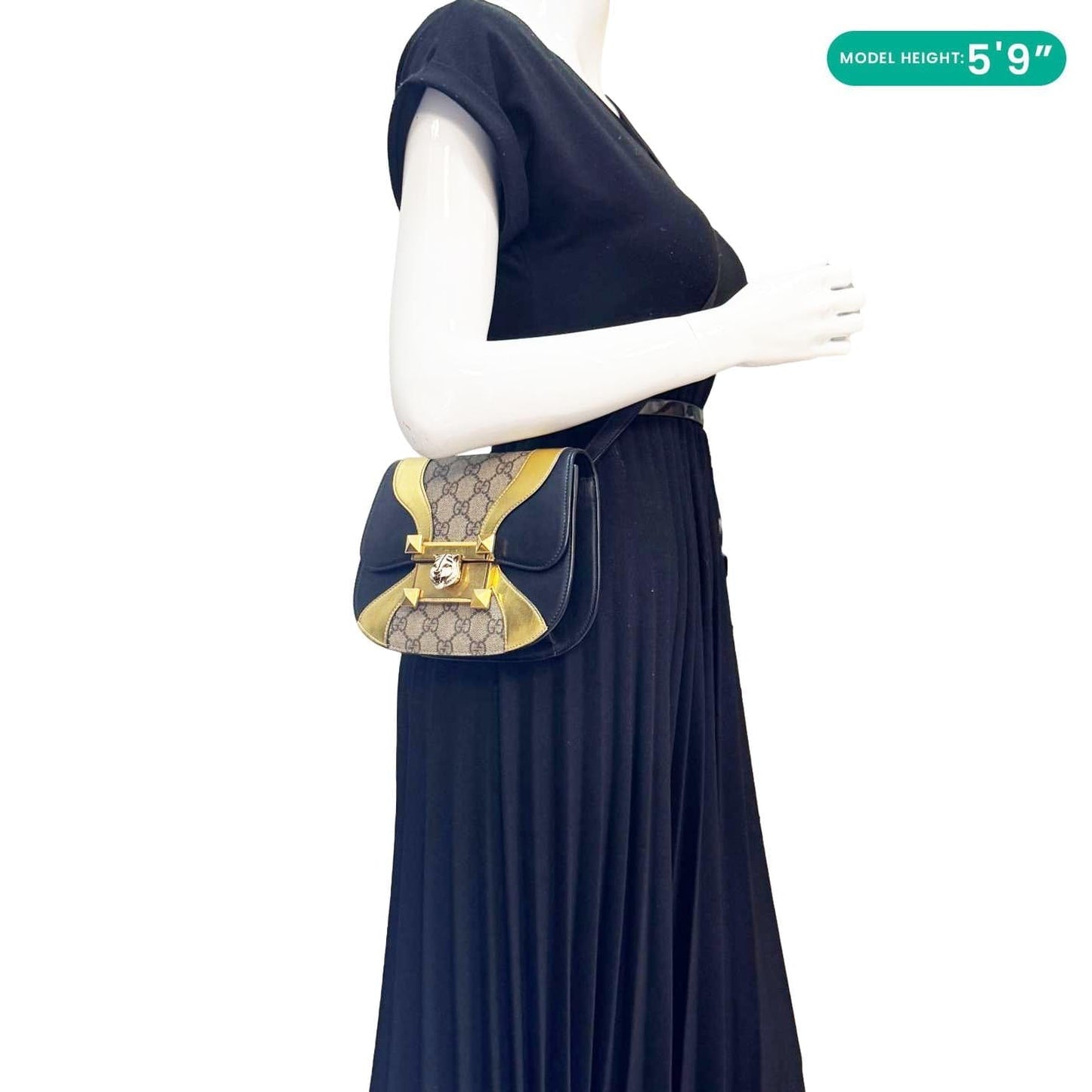 GUCCI Osiride Small GG Supreme Canvas Shoulder Bag Gold 500781