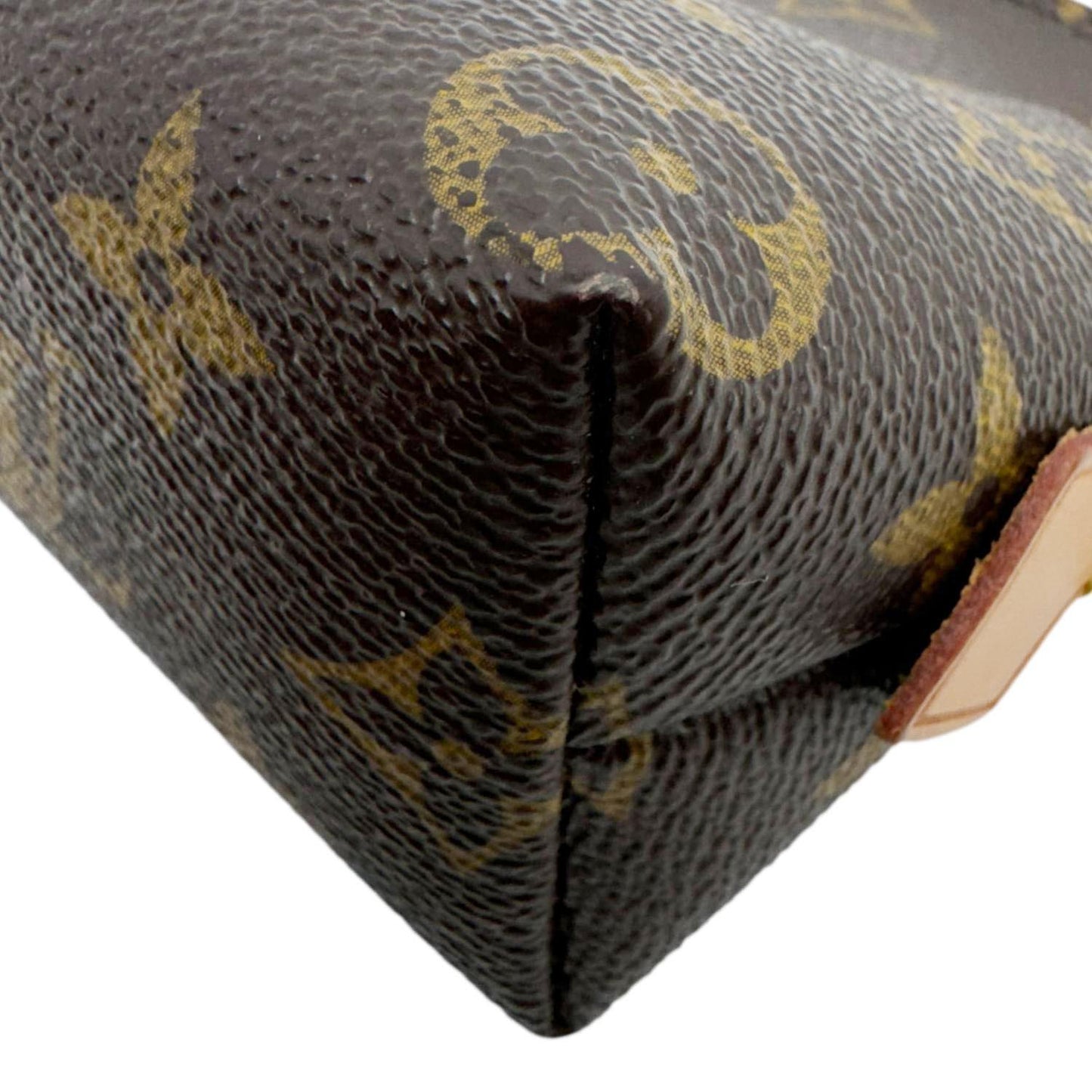 LOUIS VUITTON Monogram Canvas Cosmetic Pouch Brown