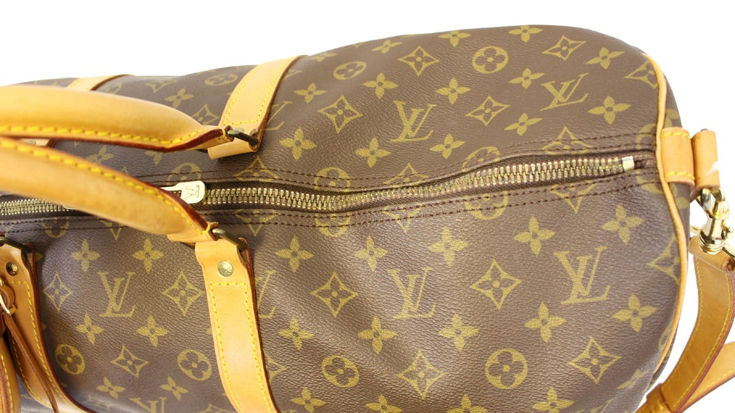 LOUIS VUITTON Monogram Keepall Bandouliere 55 Boston Bag