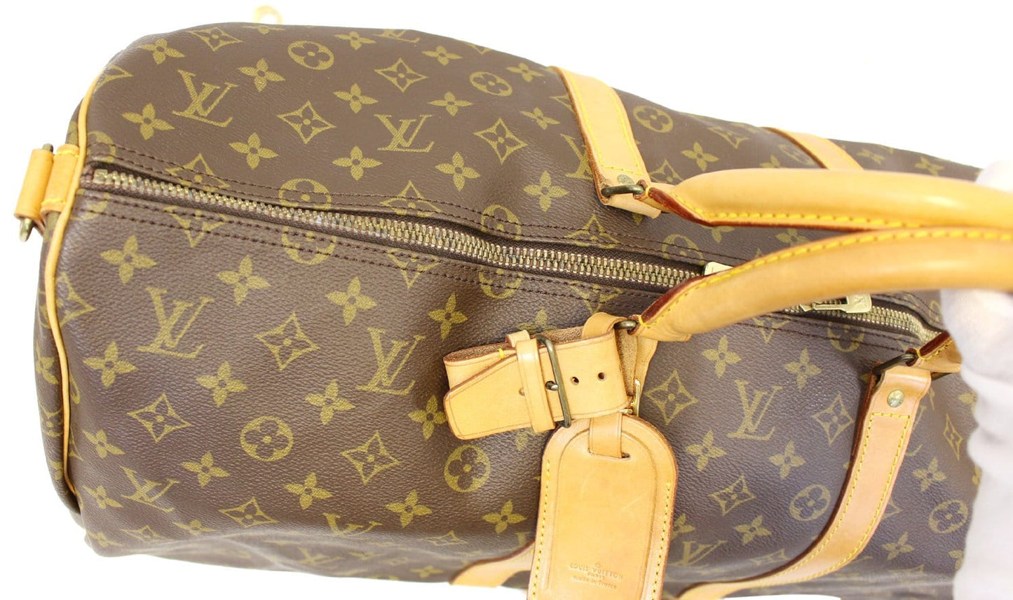 LOUIS VUITTON Monogram Keepall Bandouliere 55 Boston Bag
