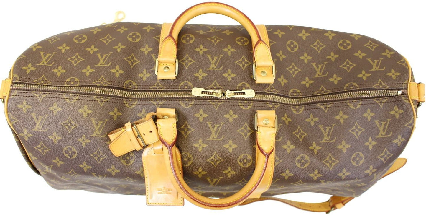 LOUIS VUITTON Monogram Keepall Bandouliere 55 Boston Bag