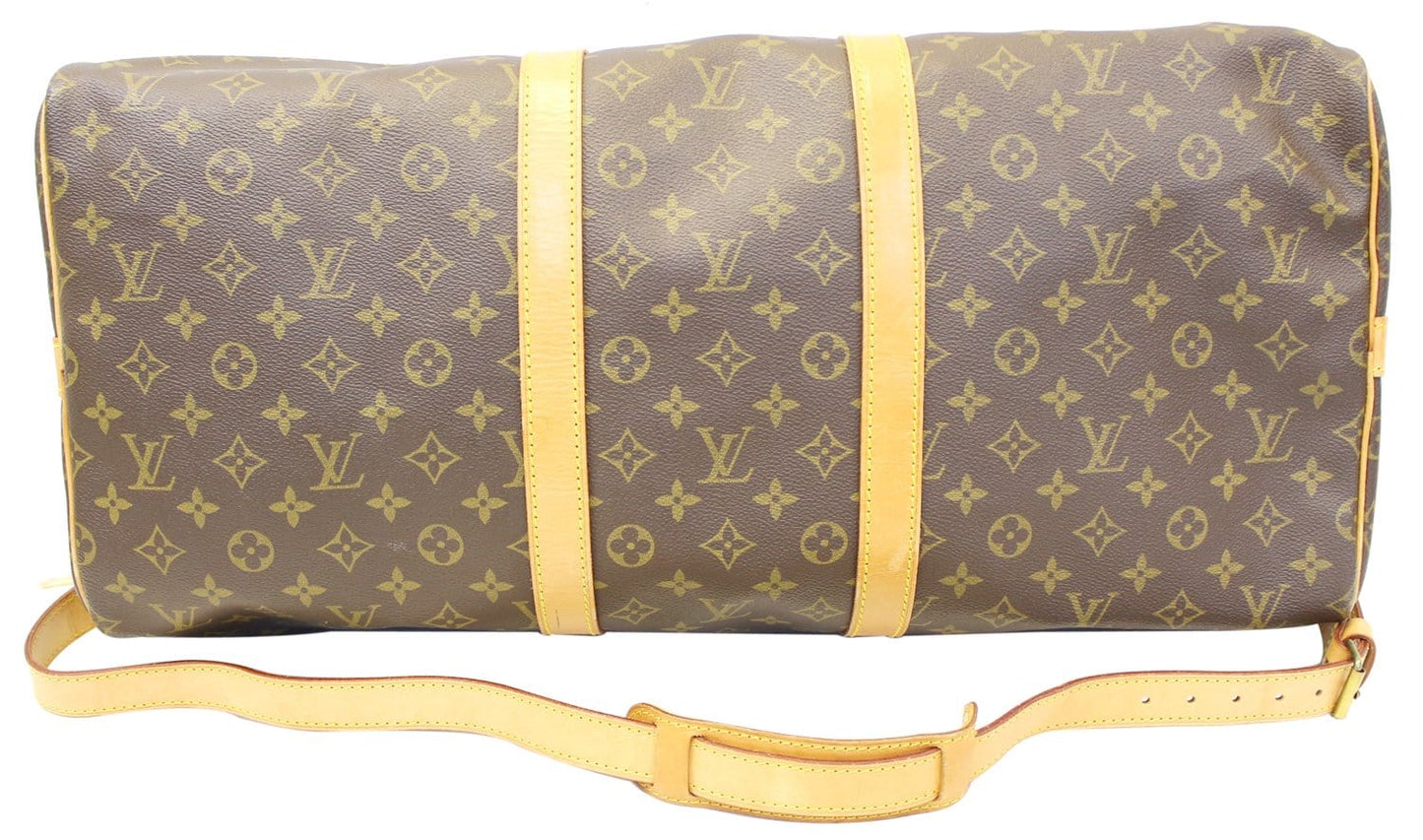 LOUIS VUITTON Monogram Keepall Bandouliere 55 Boston Bag