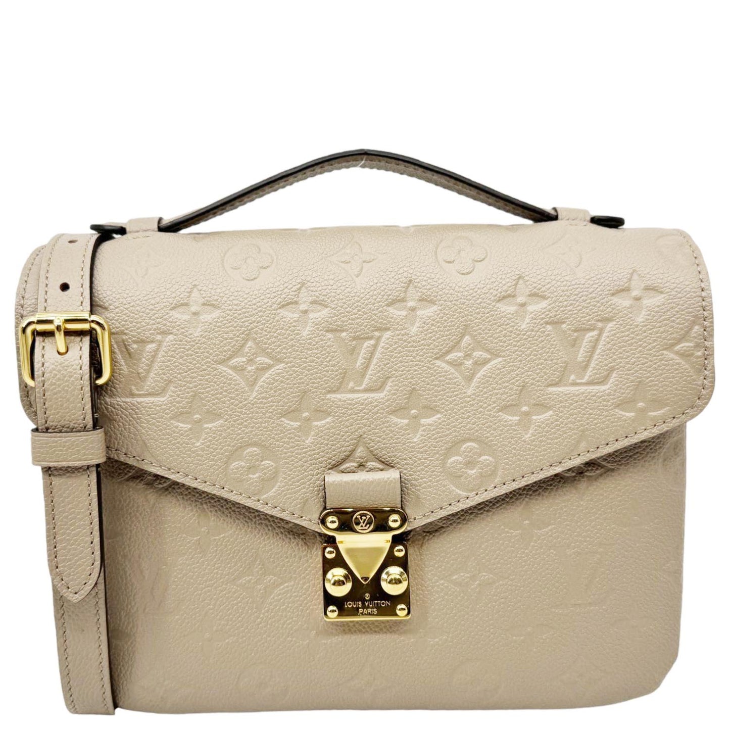 LOUIS VUITTON Metis Pochette Empreinte Leather Crossbody Bag Beige