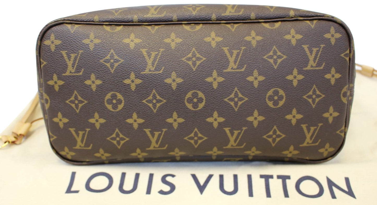 LOUIS VUITTON Monogram Canvas Neverfull MM Brown Tote Bag Fuchsia