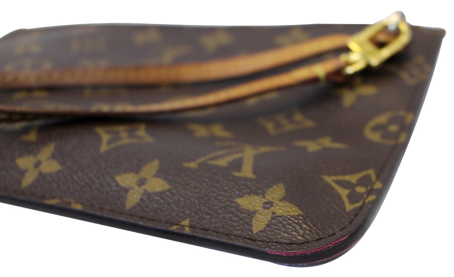 LOUIS VUITTON Monogram Canvas Pochette Wristlet Pouch Neverfull MM Fuchsia