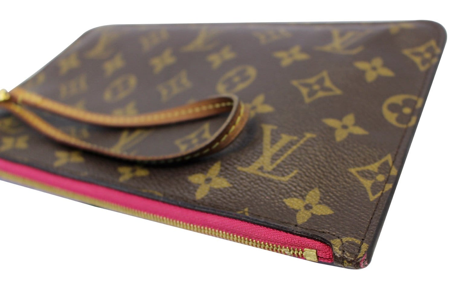 LOUIS VUITTON Monogram Canvas Pochette Wristlet Pouch Neverfull MM Fuchsia