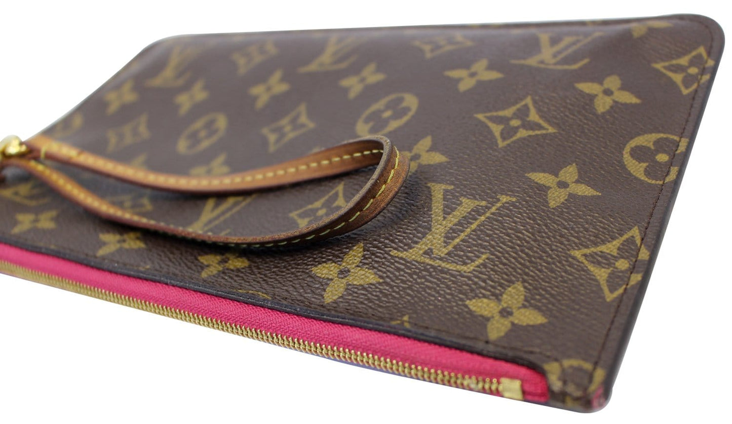 LOUIS VUITTON Monogram Canvas Pochette Wristlet Pouch Neverfull MM Fuchsia