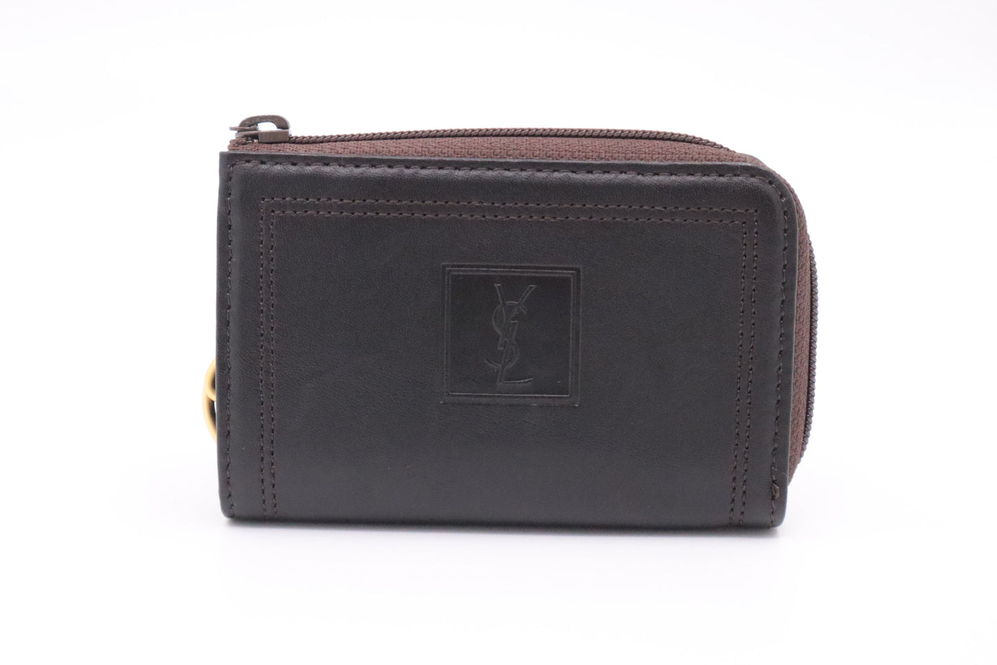 YSL Saint Laurent Coin Case in Brown Leather