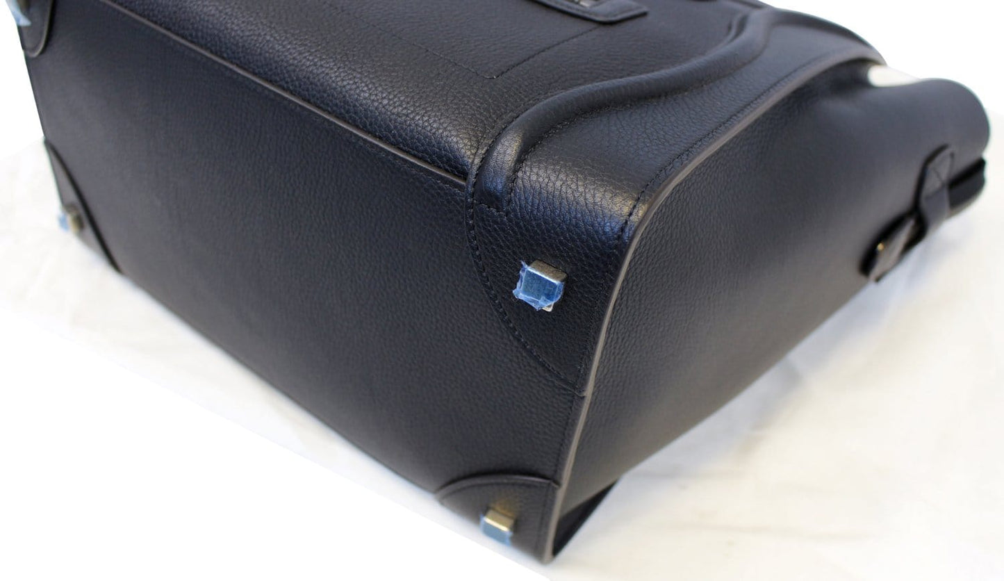 CELINE Drummed Leather Mini Luggage Tote Bag