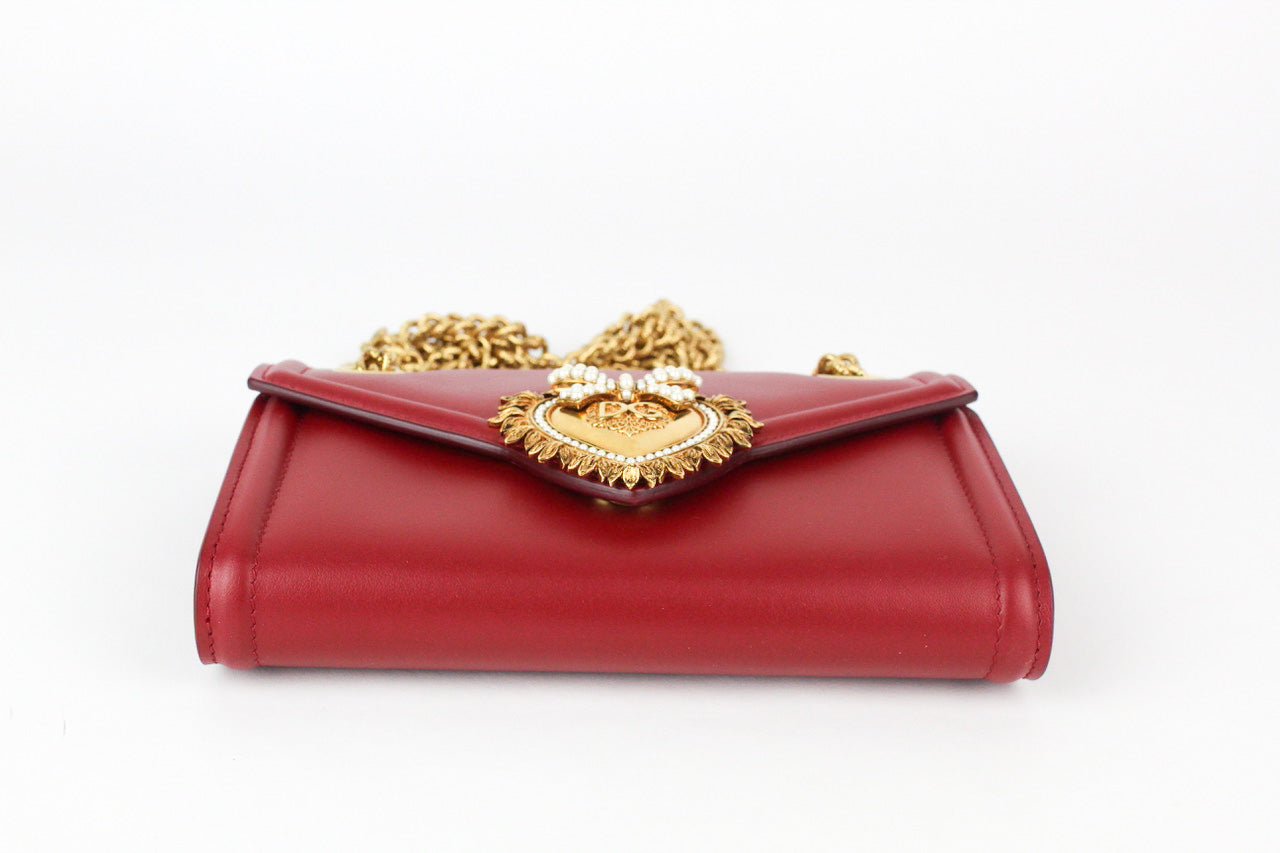 Dolce and Gabbana Smooth Calfskin Devotion Mini Bag in Red