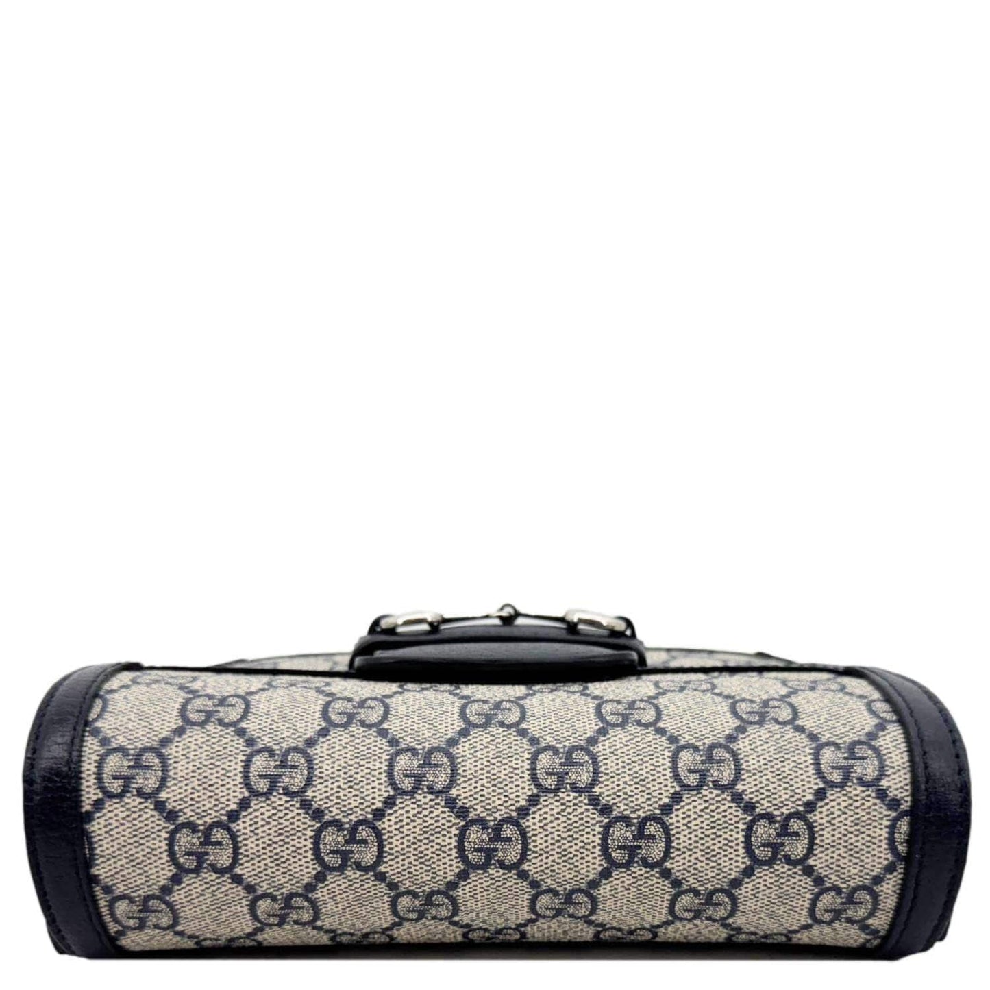 GUCCI Horsebit 1955 Flap Mini Dollar GG Supreme Canvas Shoulder Bag Navy Blue 658574