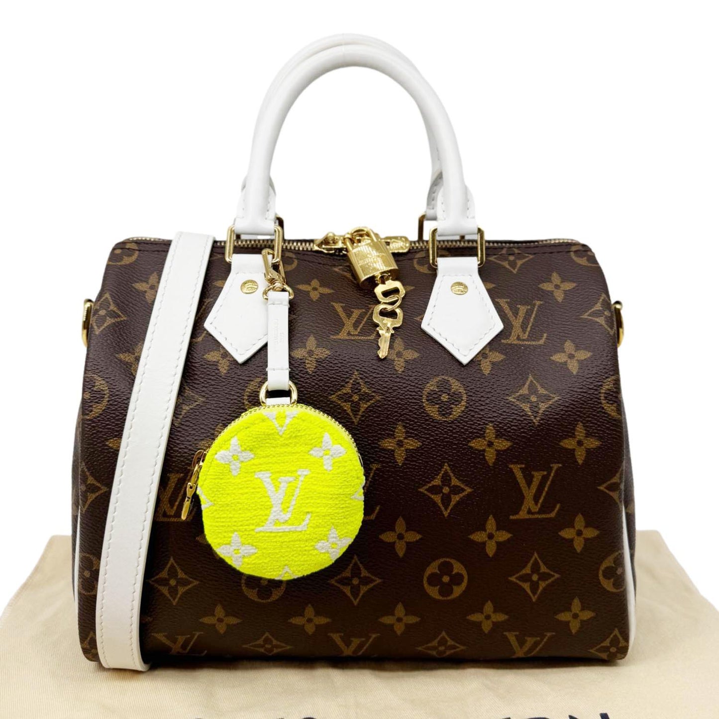 LOUIS VUITTON  Speedy 25 Bandouliere LV Match Monogram Canvas Satchel Bag White