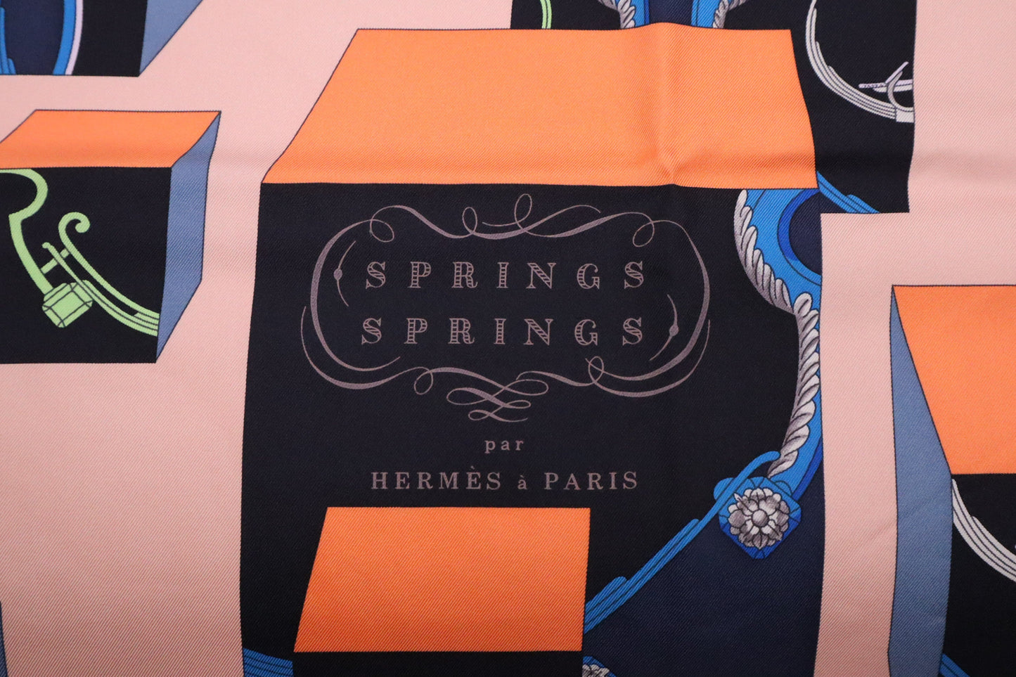 Hermes "Springs Springs" Carre 90 in Pink Silk