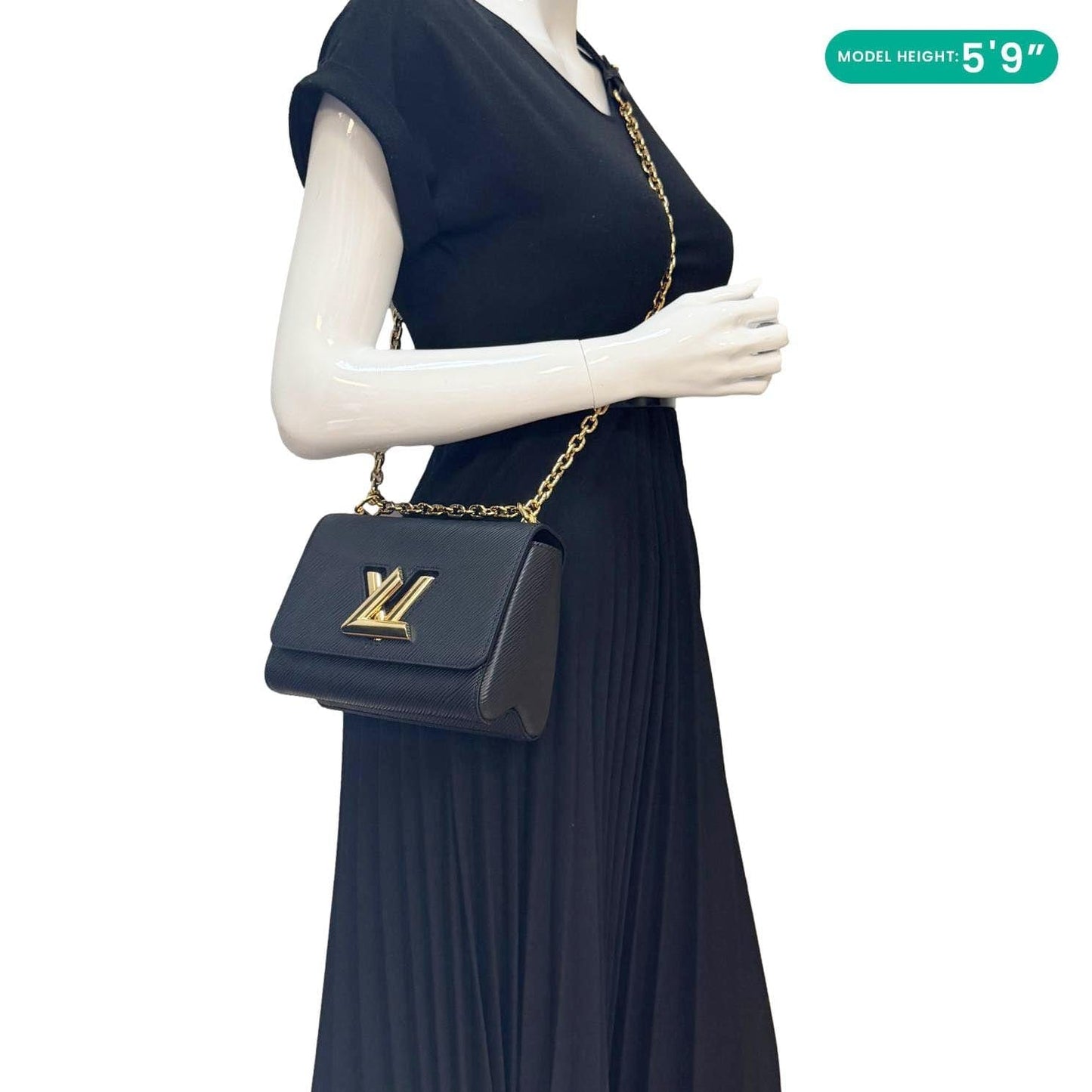 LOUIS VUITTON  LV Twist MM Epi Leather Chain Shoulder Bag Black
