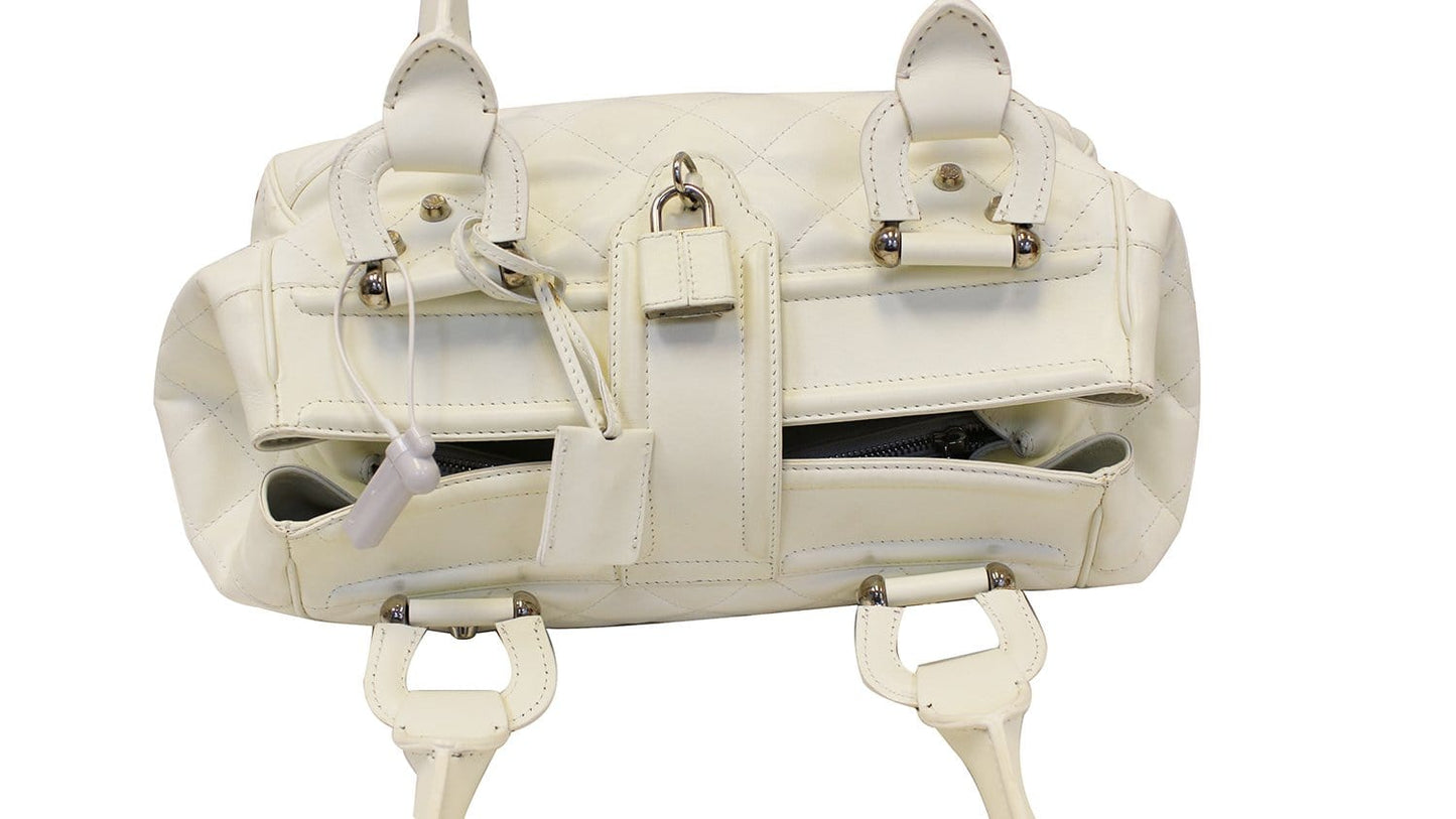 BURBERRY White Quilted Leather Montgomery Satchel Shoulder Bag - Last Call