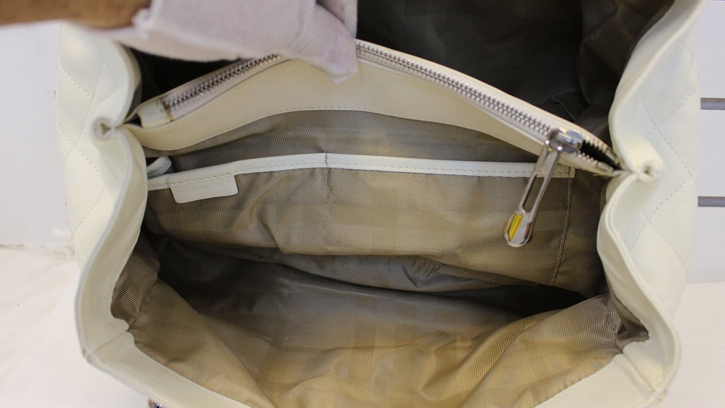 BURBERRY White Quilted Leather Montgomery Satchel Shoulder Bag - Last Call
