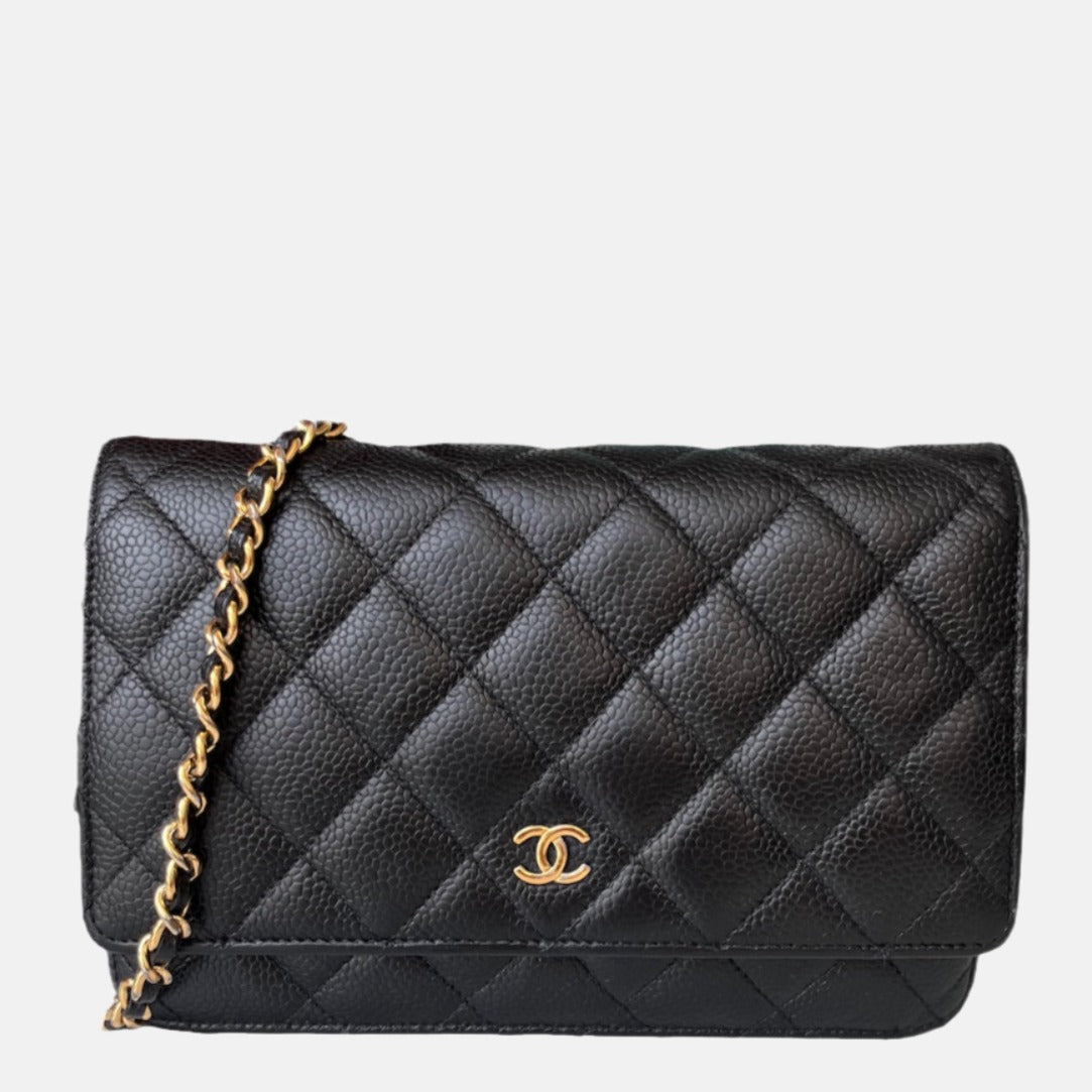 Chanel Wallet on Chain WOC Black Caviar Leather with Gold hardware