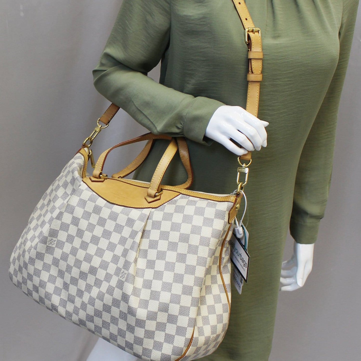 LOUIS VUITTON Damier Azur Siracusa GM Shoulder Handbag