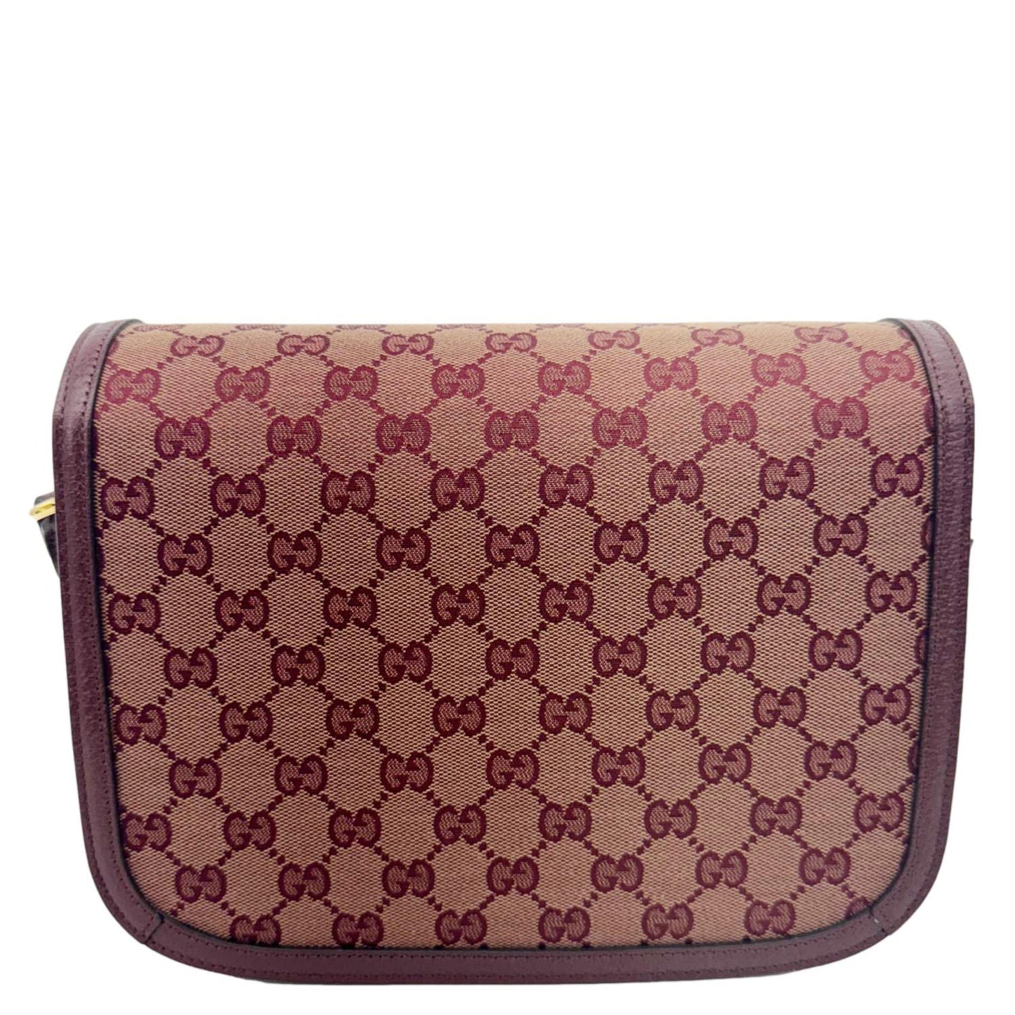 GUCCI Horsebit 1955 Medium GG Supreme Canvas Shoulder Bag Sahara Rubino 602204