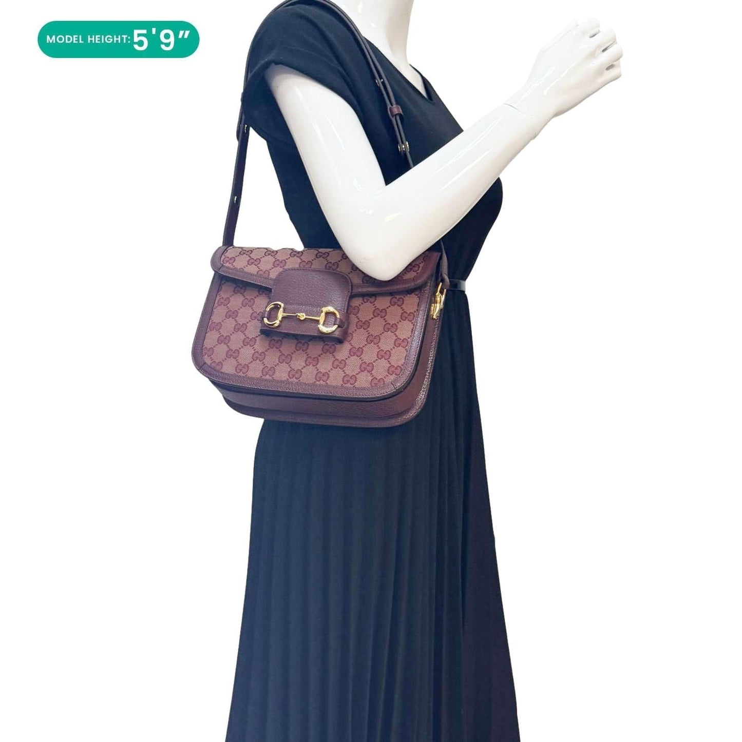 GUCCI Horsebit 1955 Medium GG Supreme Canvas Shoulder Bag Sahara Rubino 602204