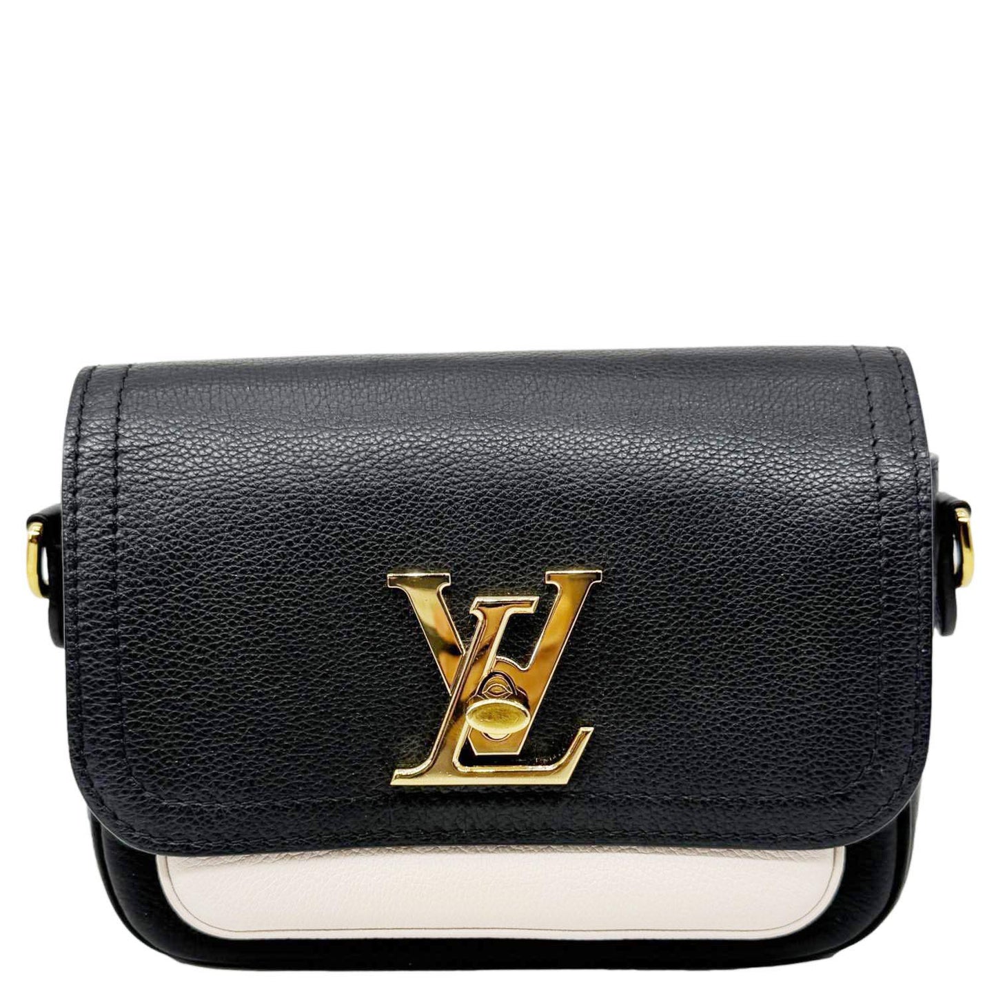 LOUIS VUITTON Lockme Tender Calfskin Leather Shoulder Bag Black