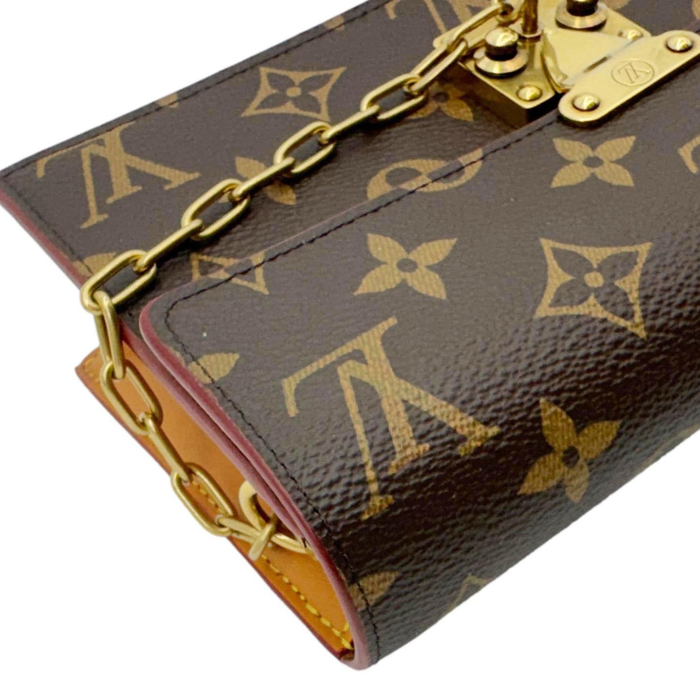LOUIS VUITTON S Lock Monogram Canvas Belt Pouch Brown