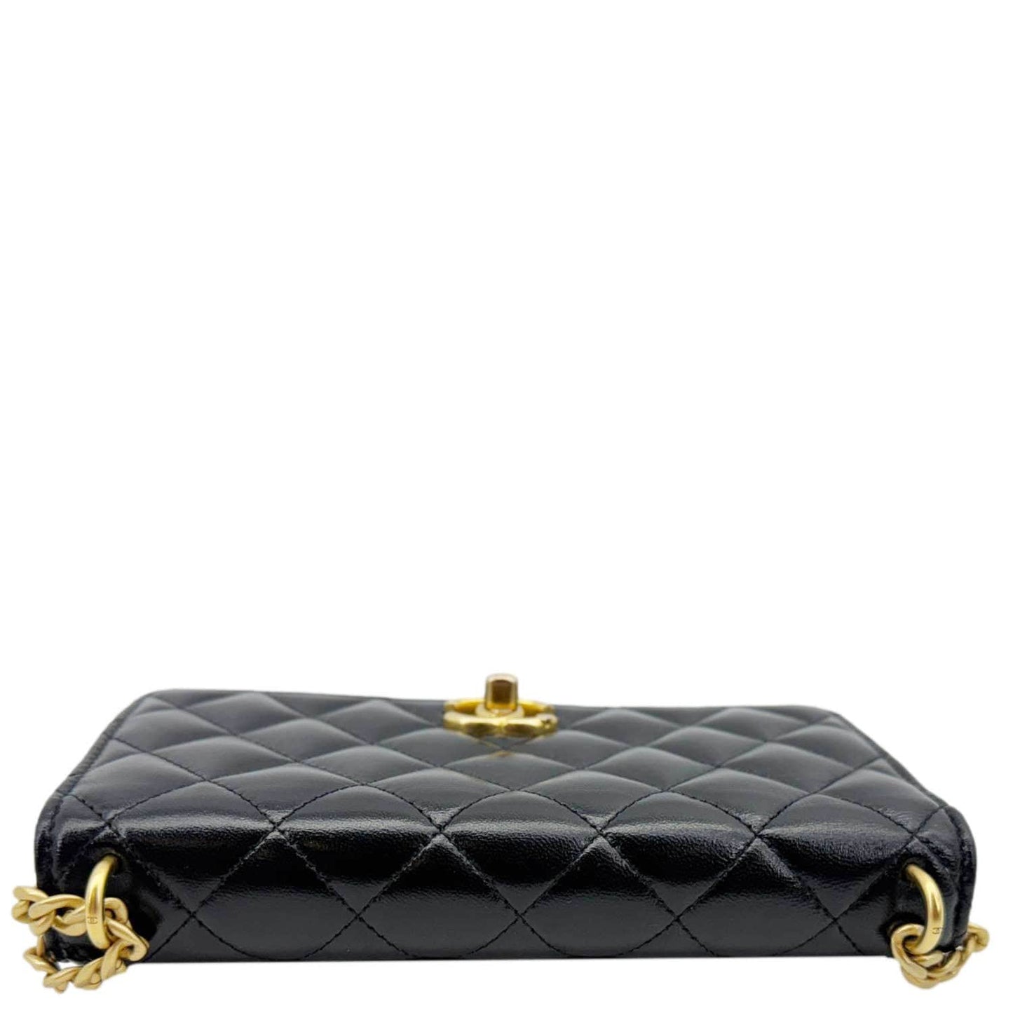 CHANEL Pillow Crush Quilted Lambskin Leather WOC Crossbody Bag Black
