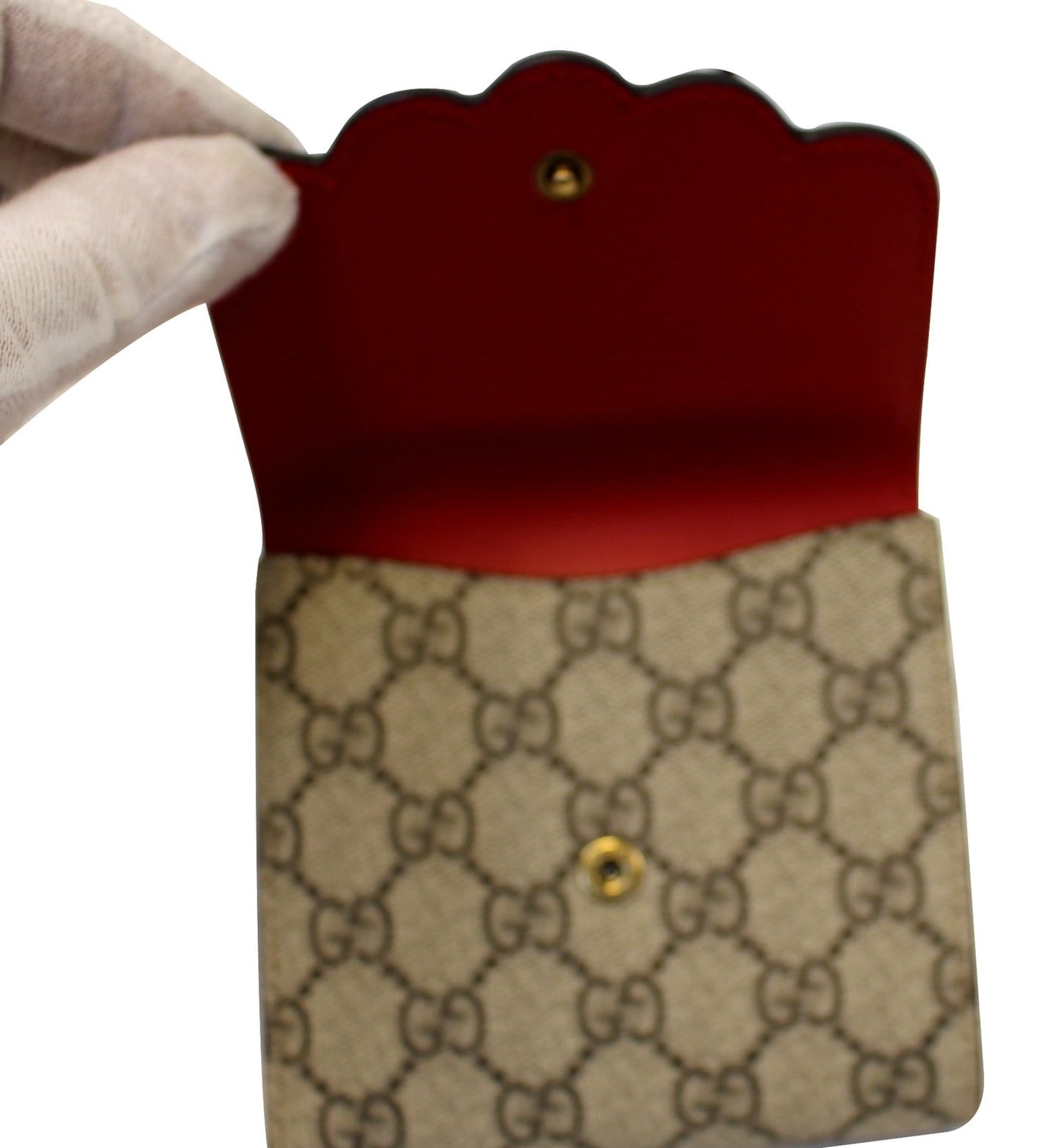GUCCI GG Supreme French Flap Wallet Pearl Studded  431480