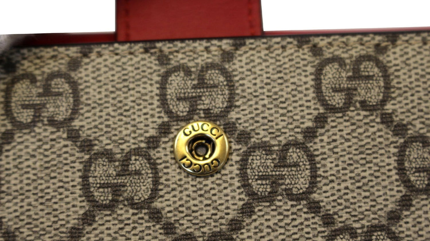 GUCCI GG Supreme French Flap Wallet Pearl Studded  431480