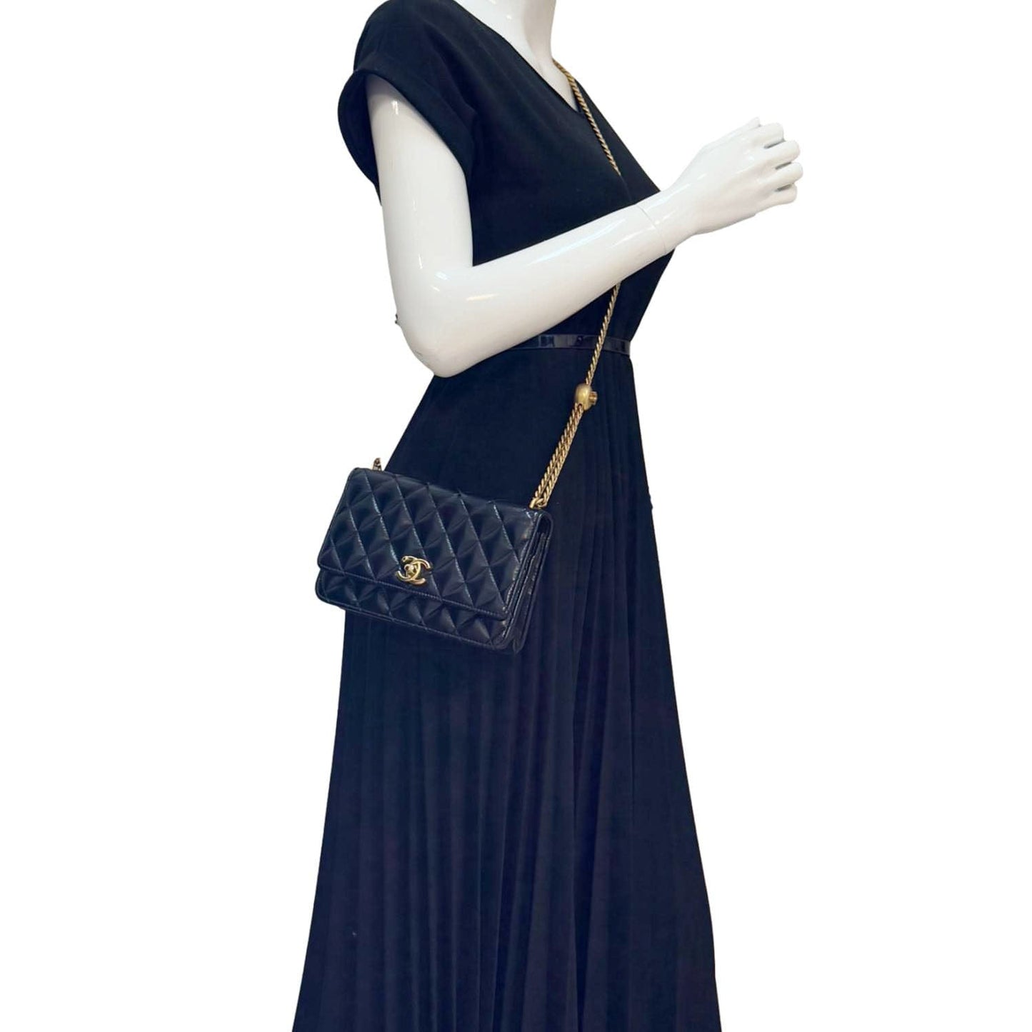 CHANEL Pillow Crush Quilted Lambskin Leather WOC Crossbody Bag Black
