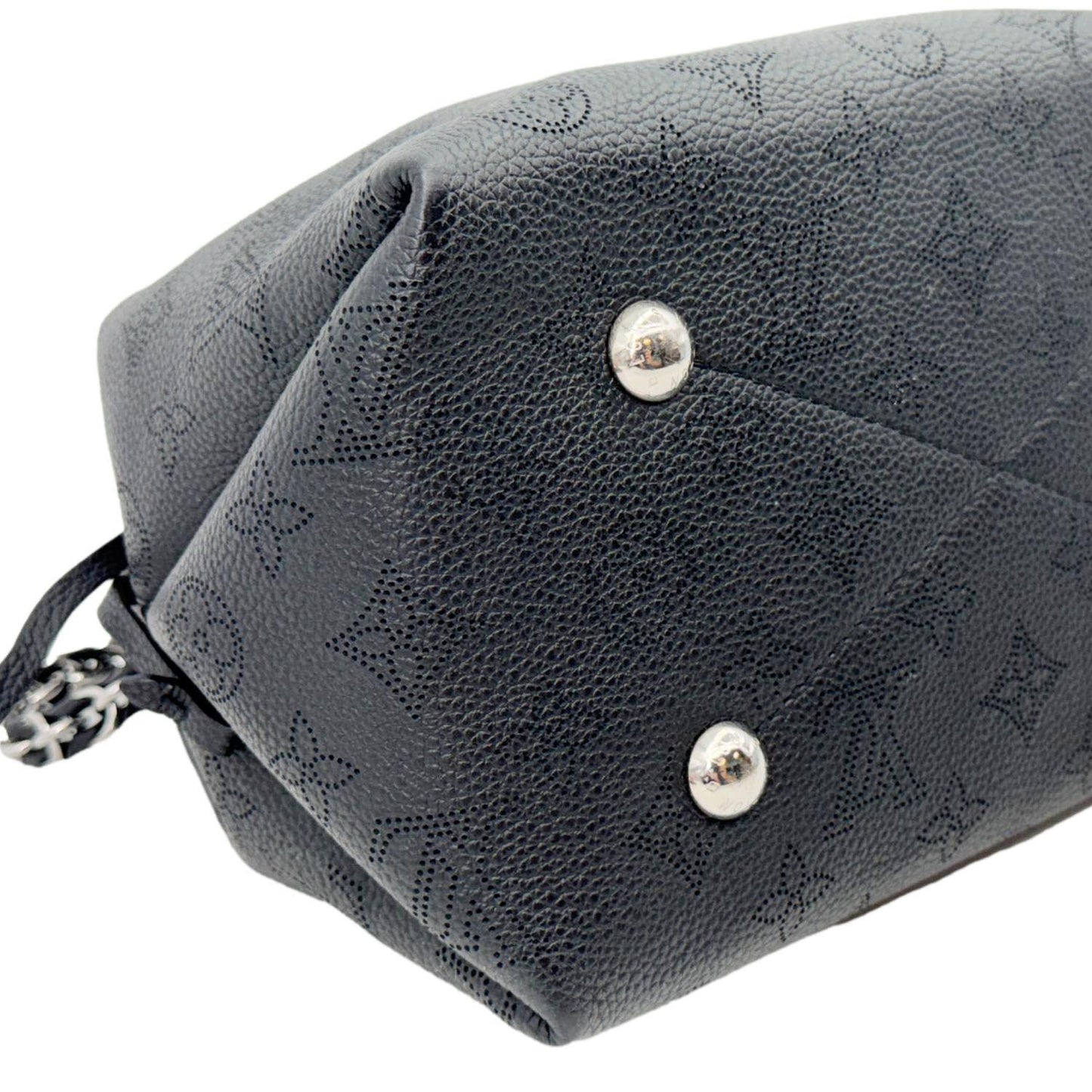 LOUIS VUITTON Bella Mahina Perforated Calf Leather Tote Shoulder Bag Black