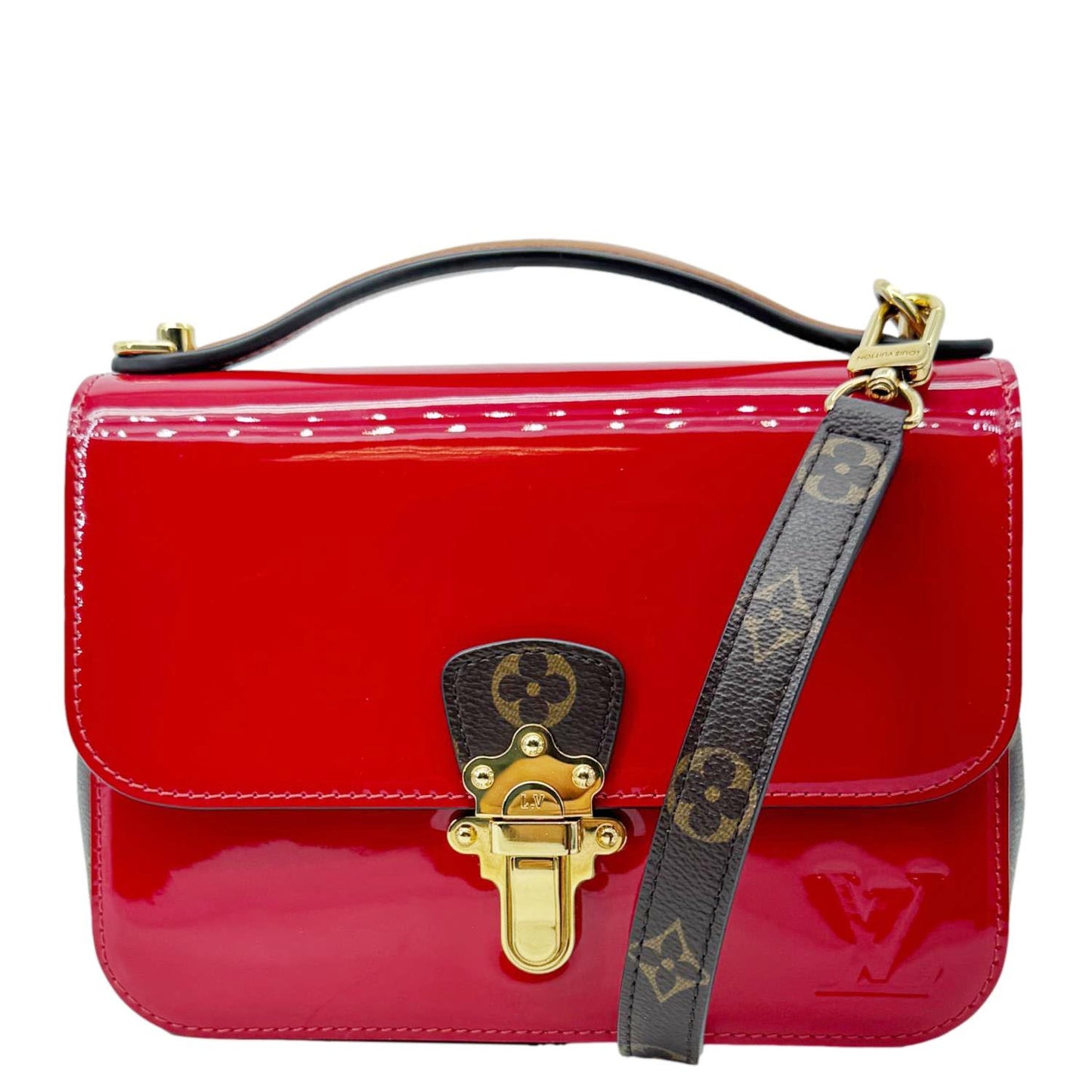 LOUIS VUITTON Cherrywood BB Vernis Leather Crossbody Bag Red